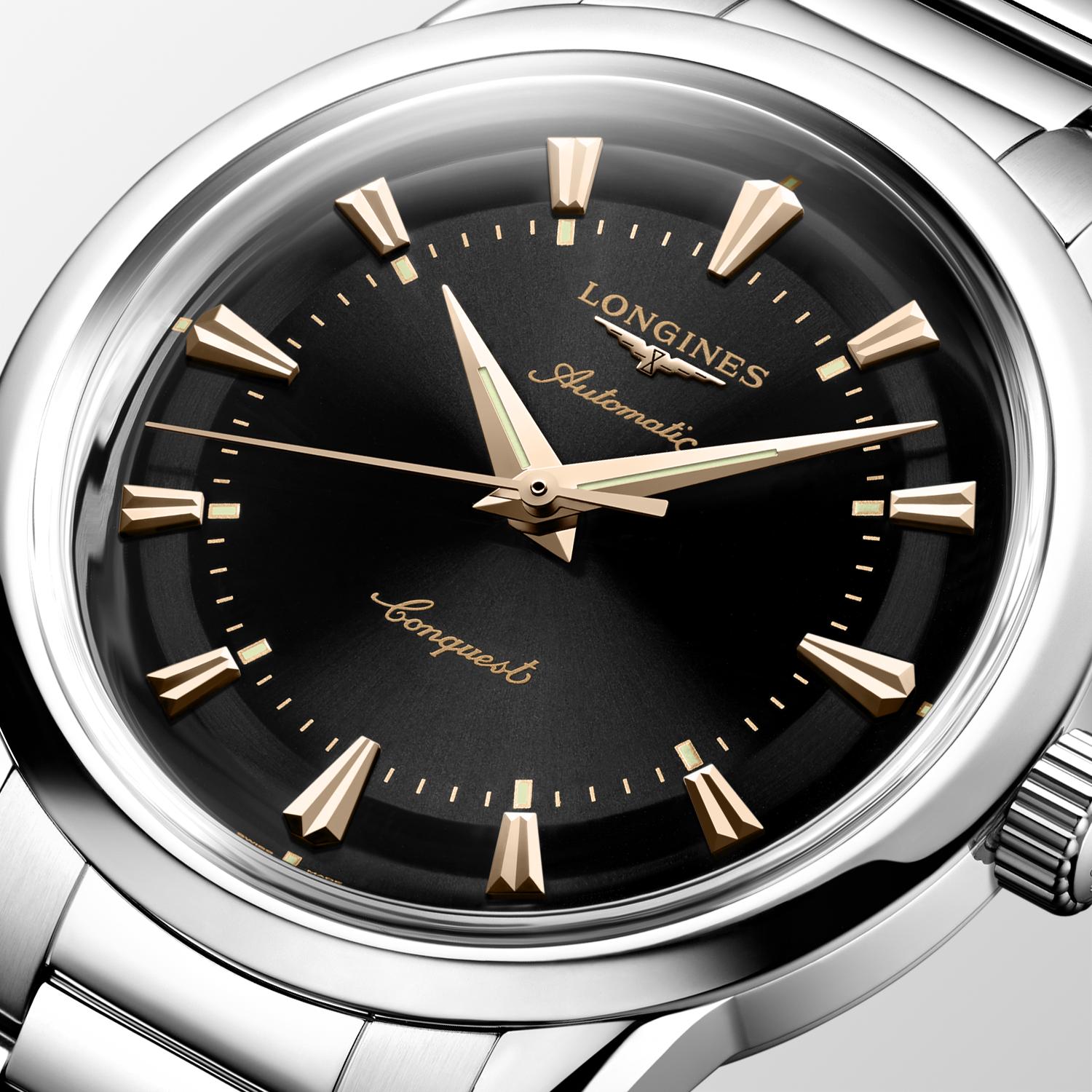 Longines Conquest Heritage Black Lacquered Polished Dial Watch