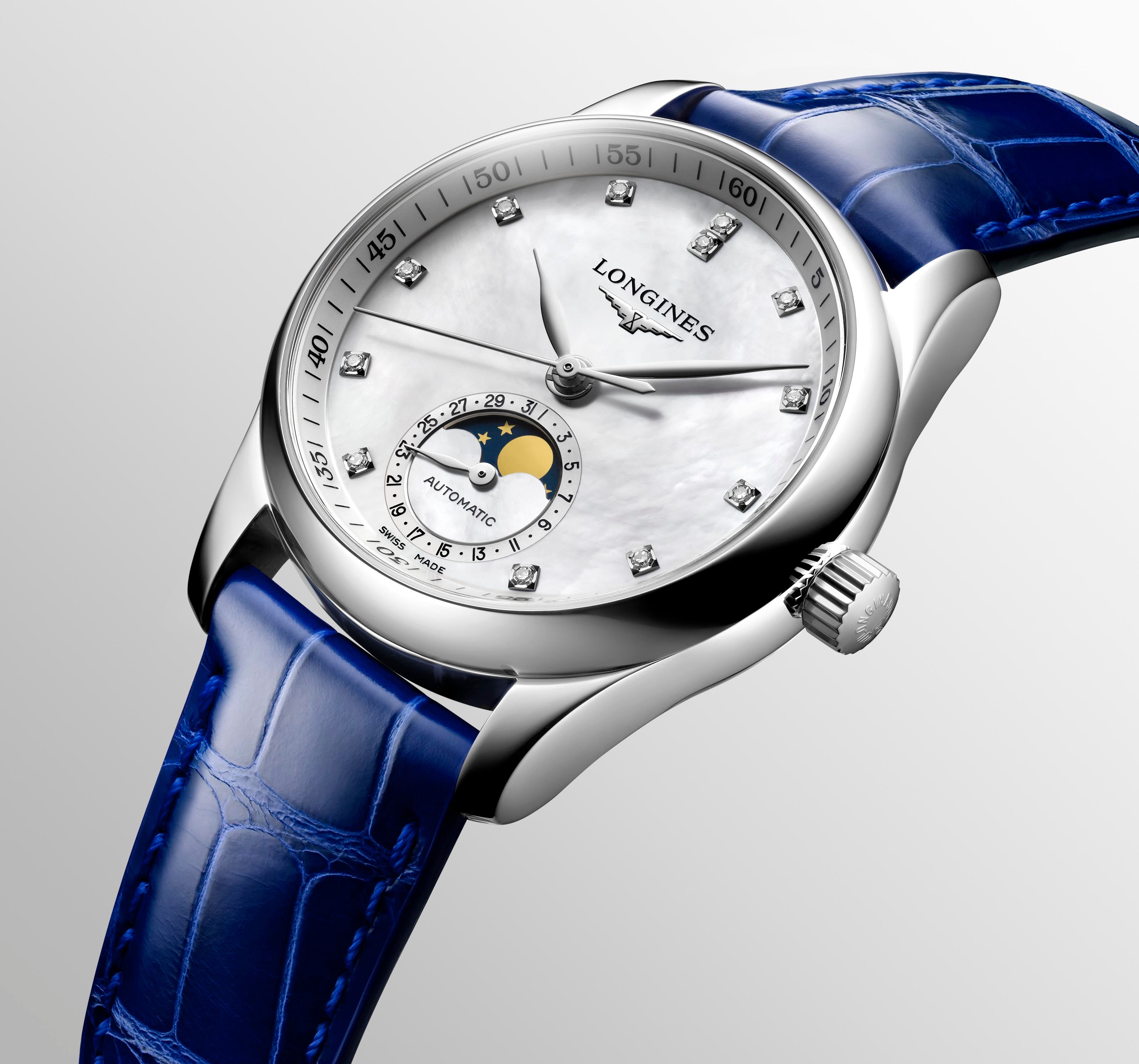 Longines Master Collection MoonPhase White Mother-of-Pearl Dial Ladies Watch