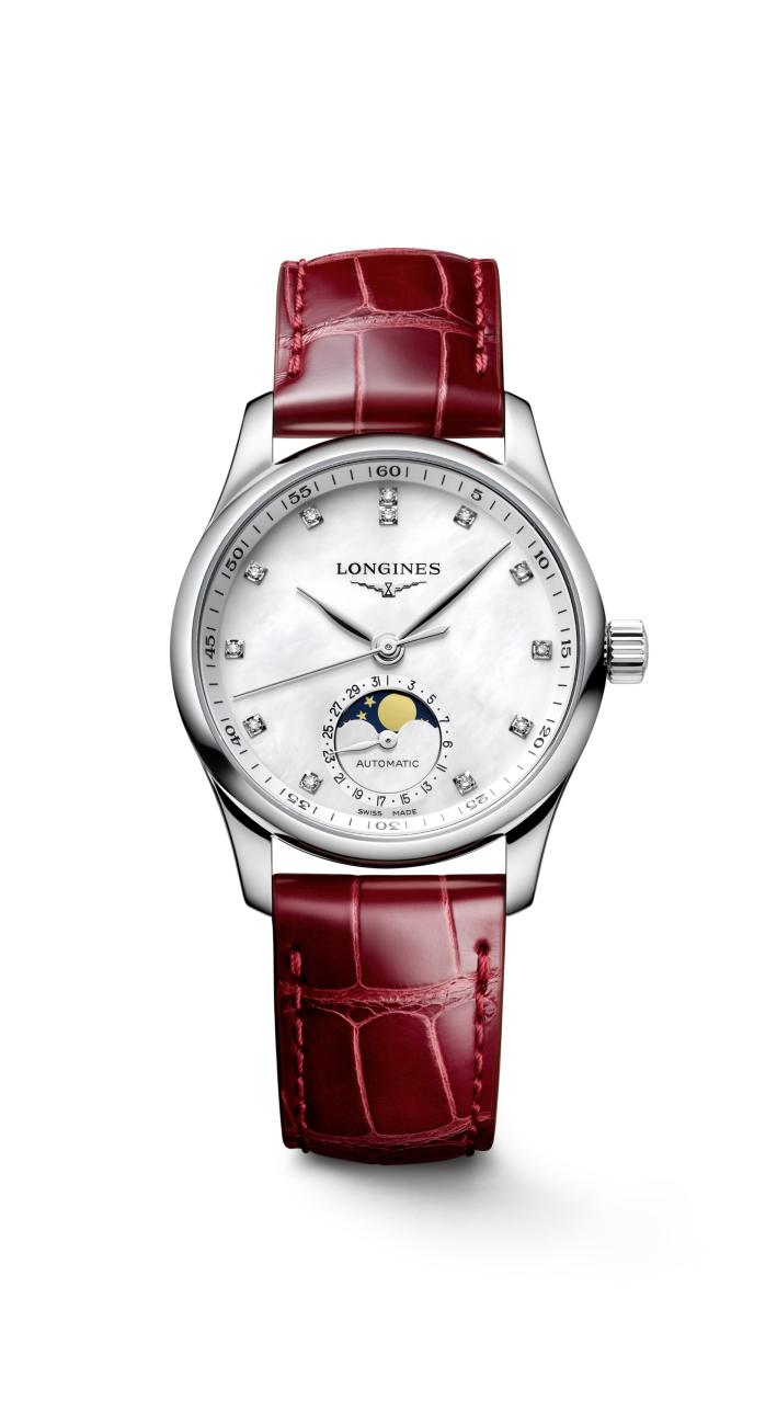 Longines Master Collection MoonPhase White Mother-of-Pearl Dial Ladies Watch