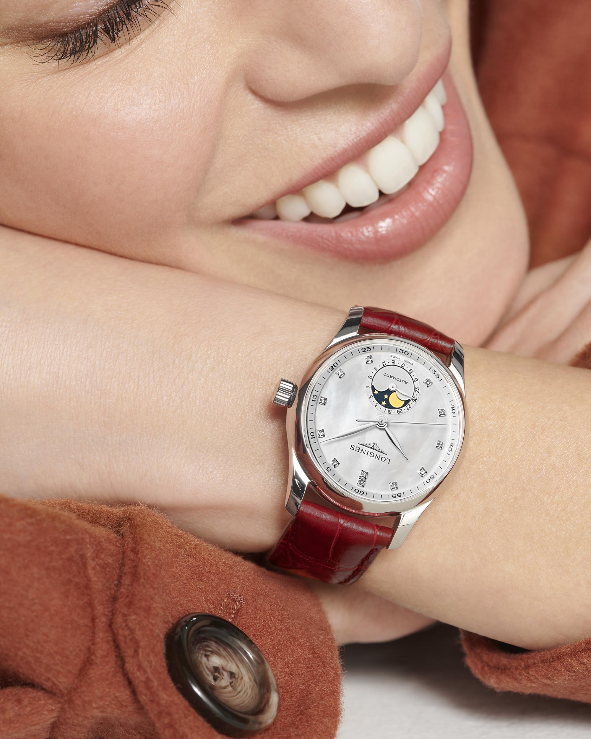 Longines Master Collection MoonPhase White Mother-of-Pearl Dial Ladies Watch