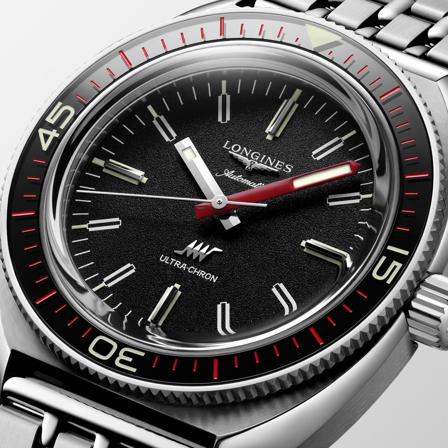 Longlines Ultra-Chron Diver Black Dial Men's Watch