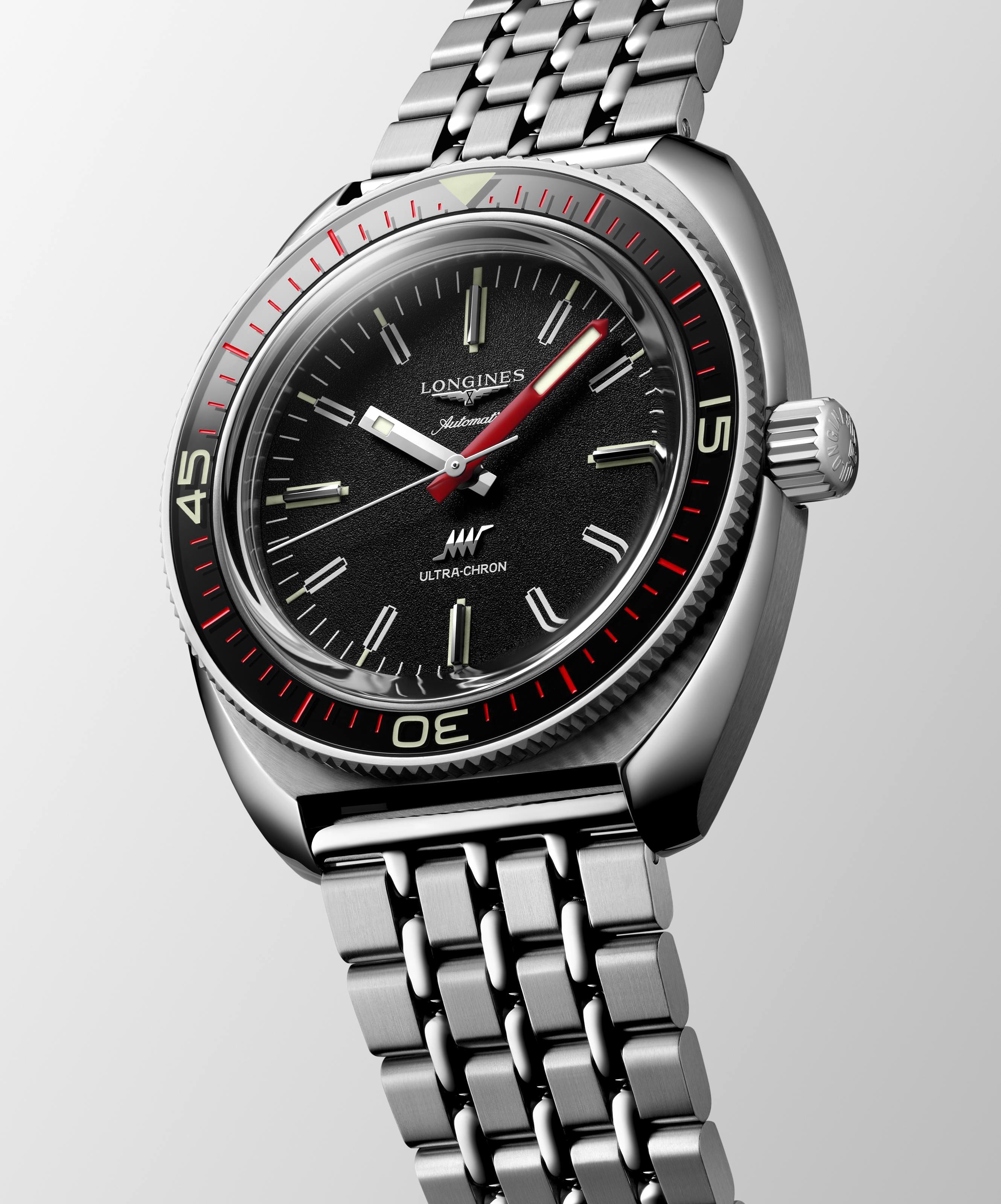 Longlines Ultra-Chron Diver Black Dial Men's Watch