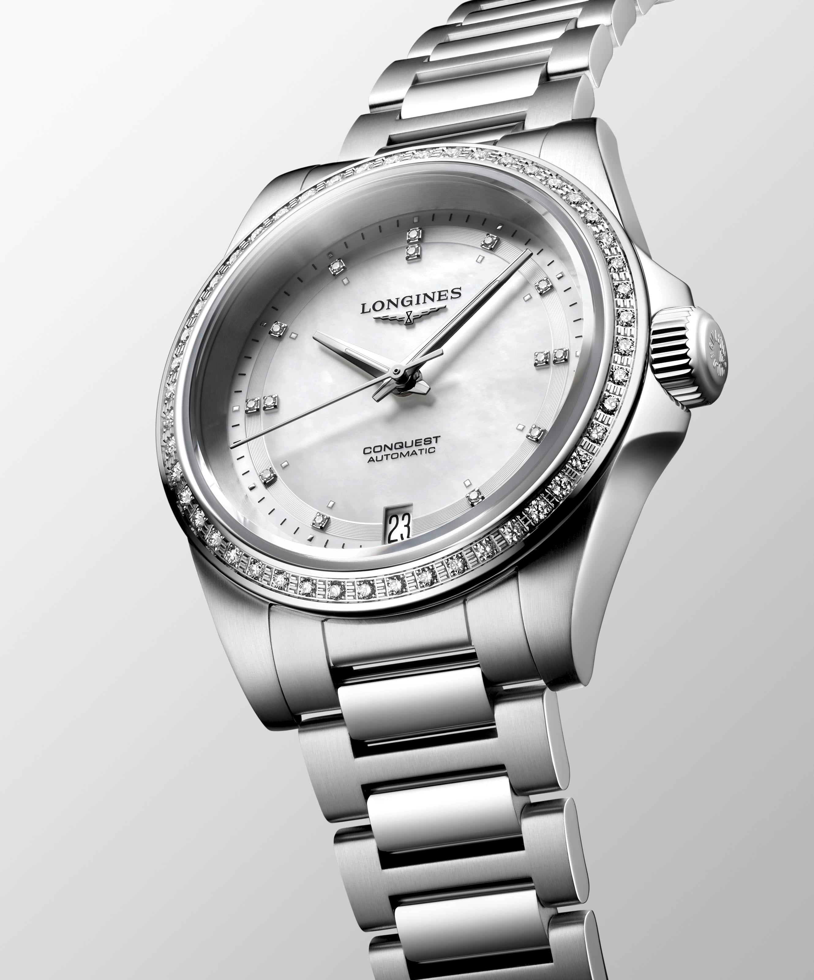 Longines Conquest White Mother-of-Pearl Dial Ladies Watch