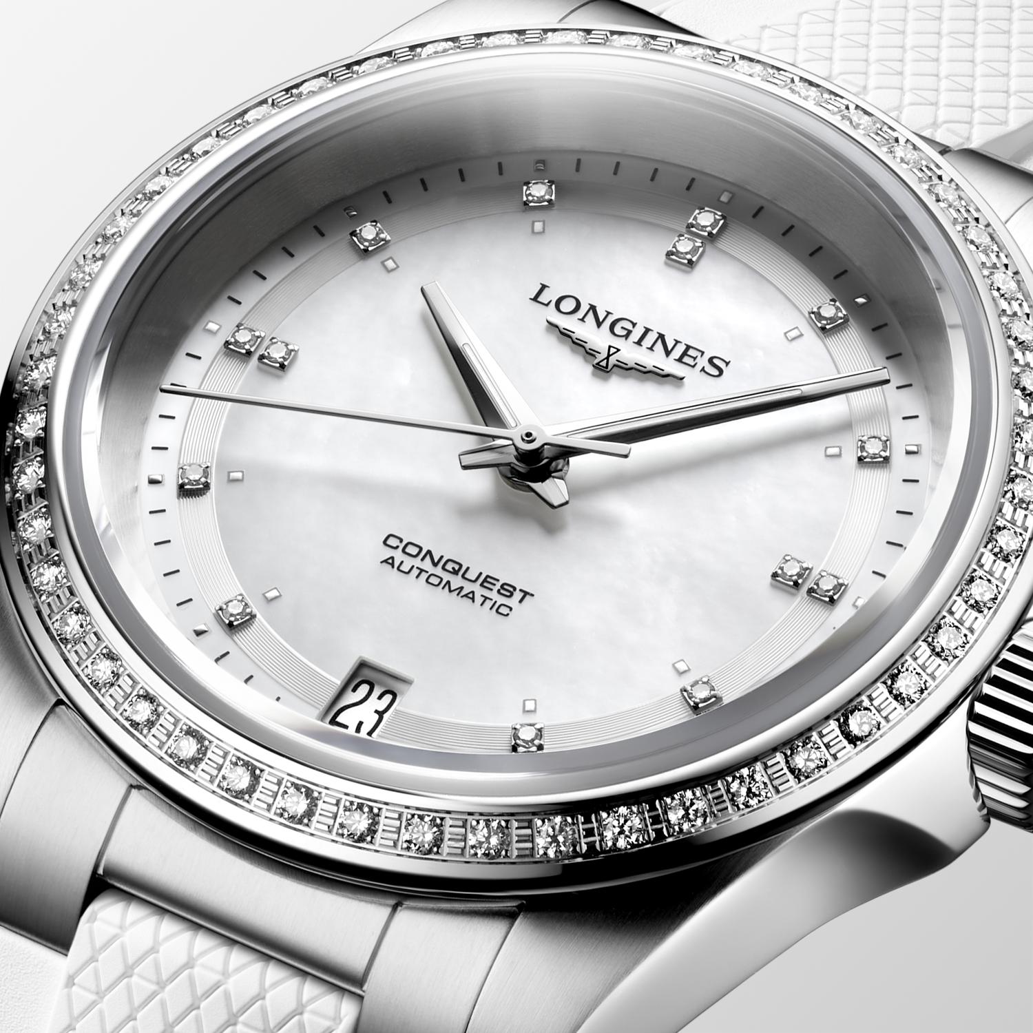 Longines Conquest White Mother-of-Pearl Dial Ladies Watch