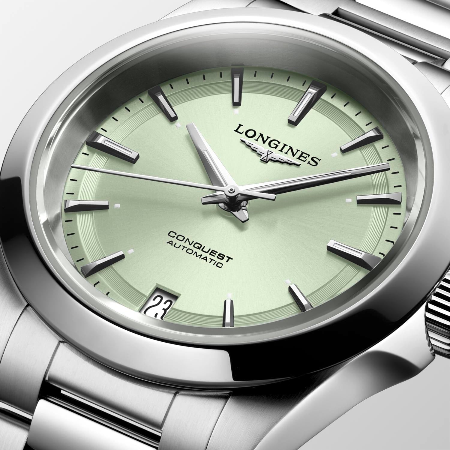 Longines Conquest Sunray Green Dial Ladies Watch