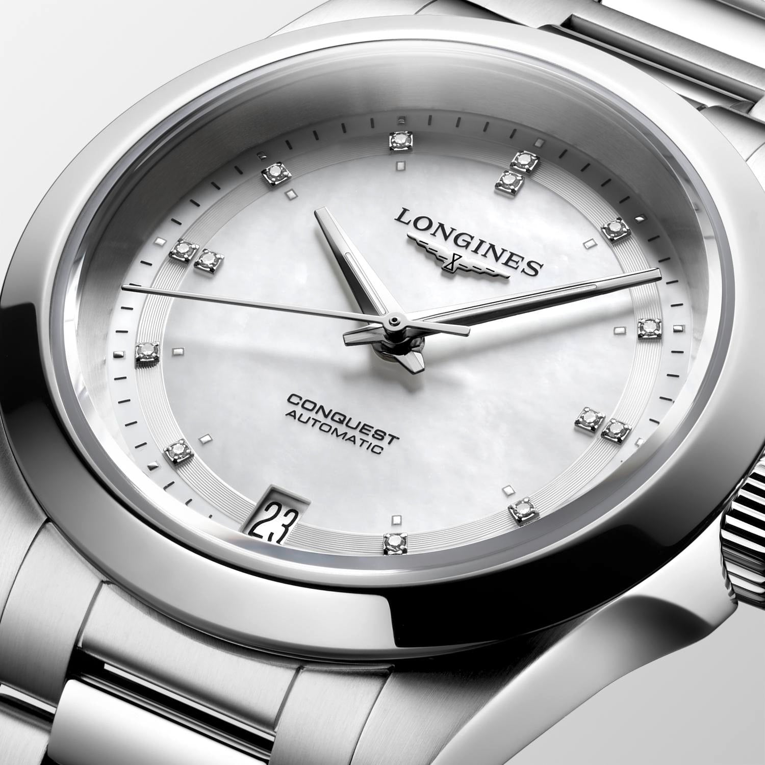 Longines Conquest White Mother-of-Pearl Dial Ladies Watch
