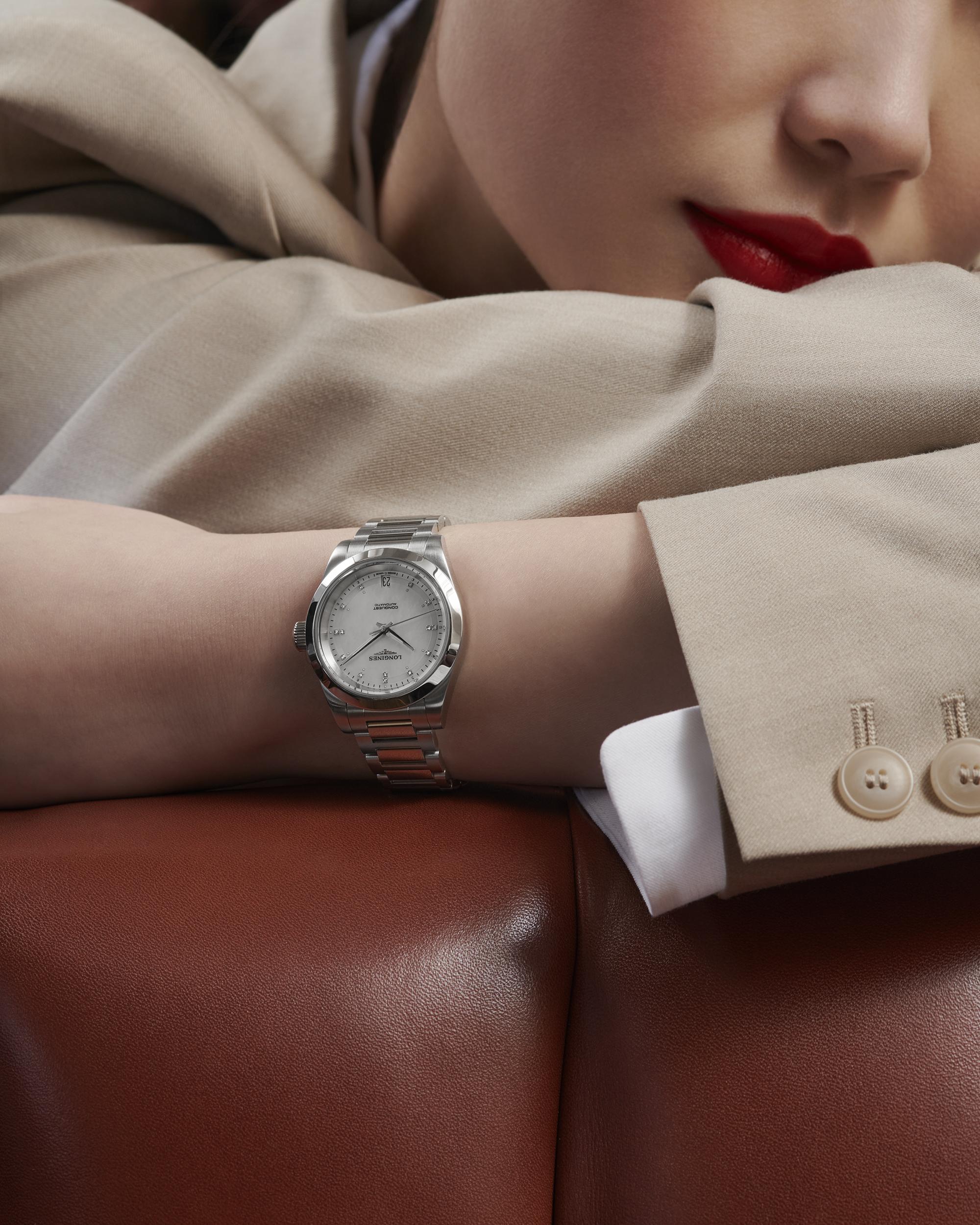 Longines Conquest White Mother-of-Pearl Dial Ladies Watch