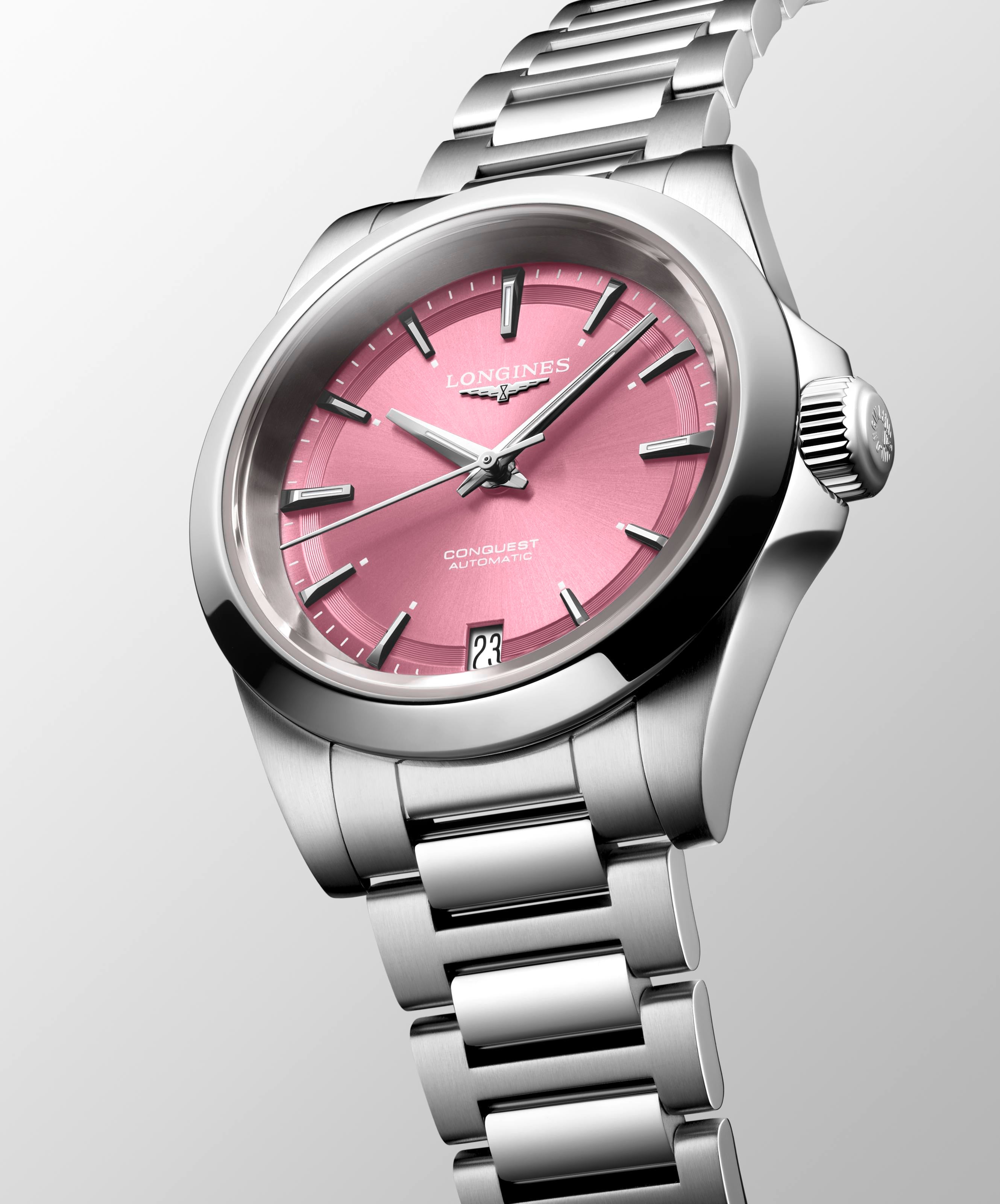 Longines Conquest Sunray Pink Dial Watch