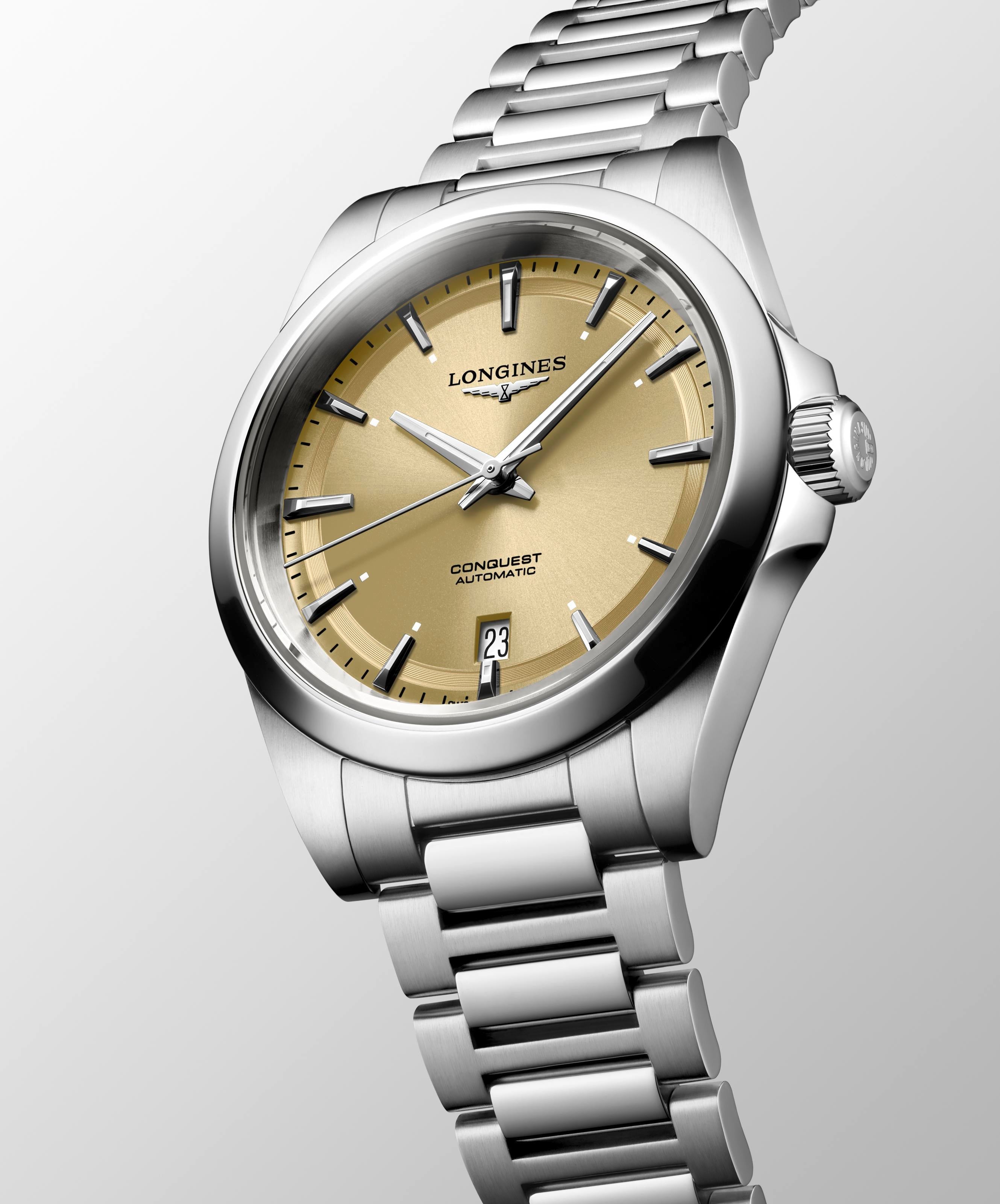 Longines Conquest Sunray Gilt Dial Watch