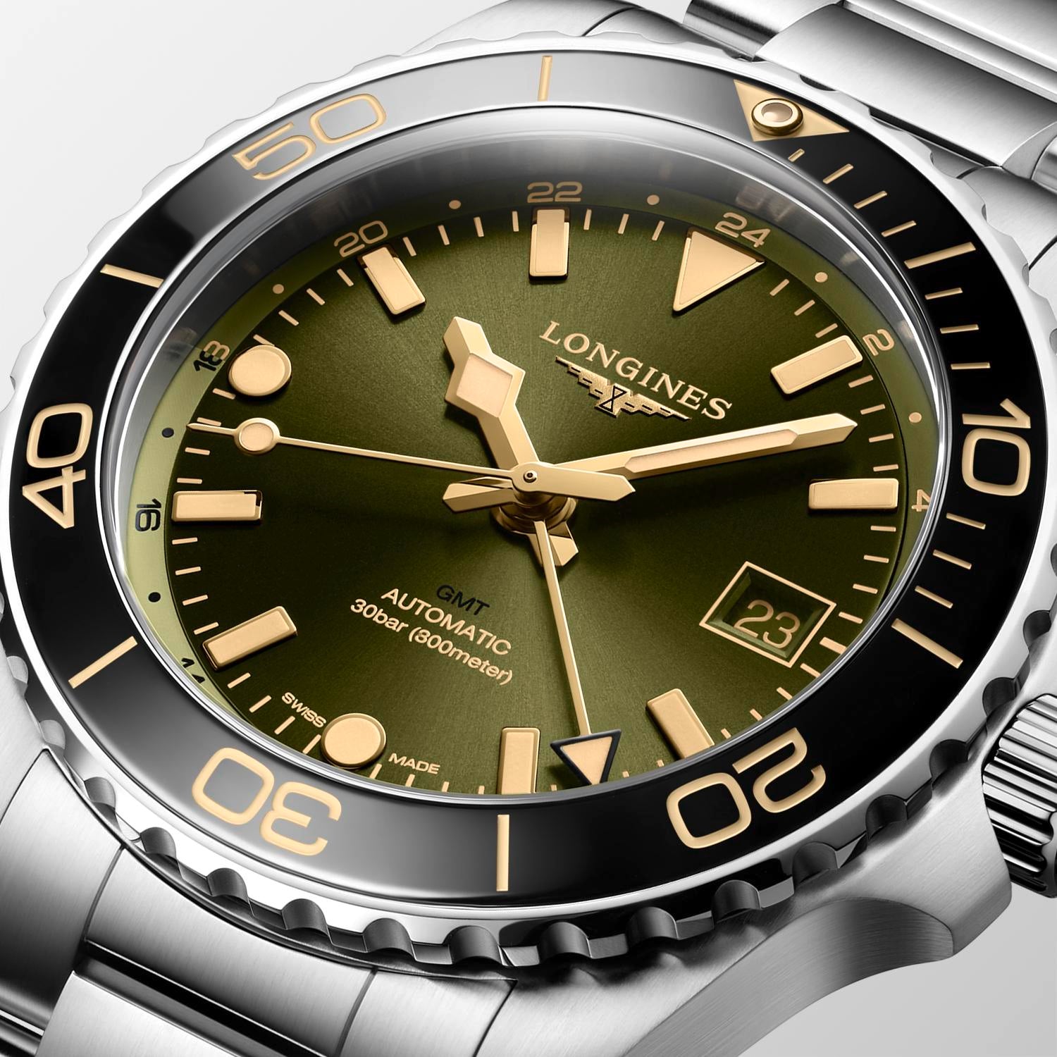 Longines HydroConquest GMT Sunray Green Dial Men's Watch