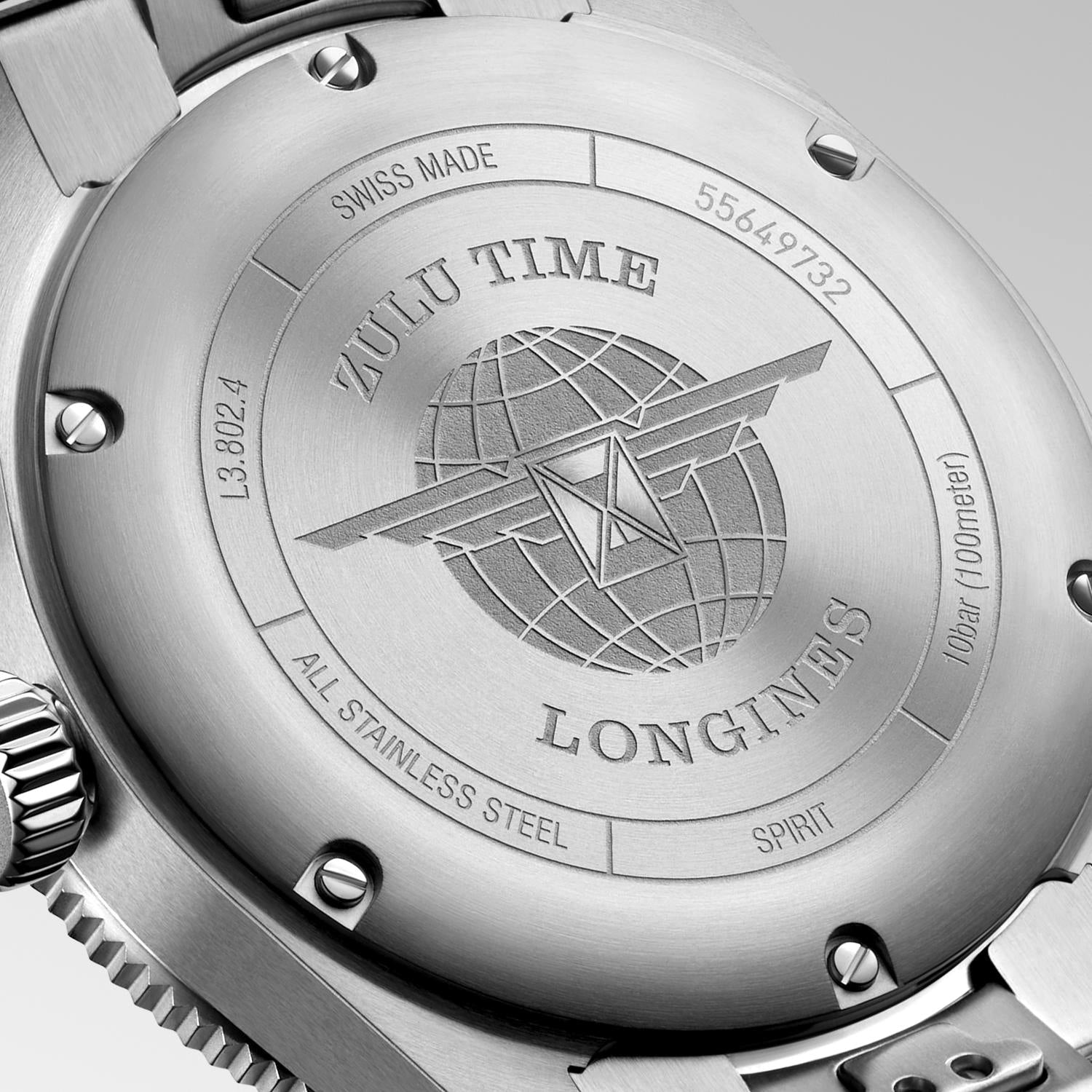 Longines Spirit Zulu Time Anthracite Dial Watch
