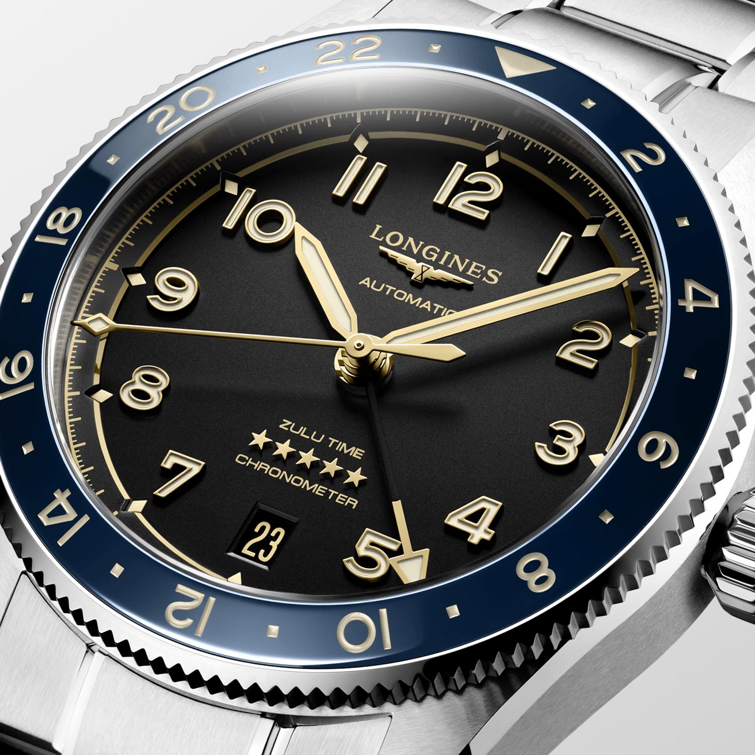 Longines Spirit Zulu Time Anthracite Dial Watch
