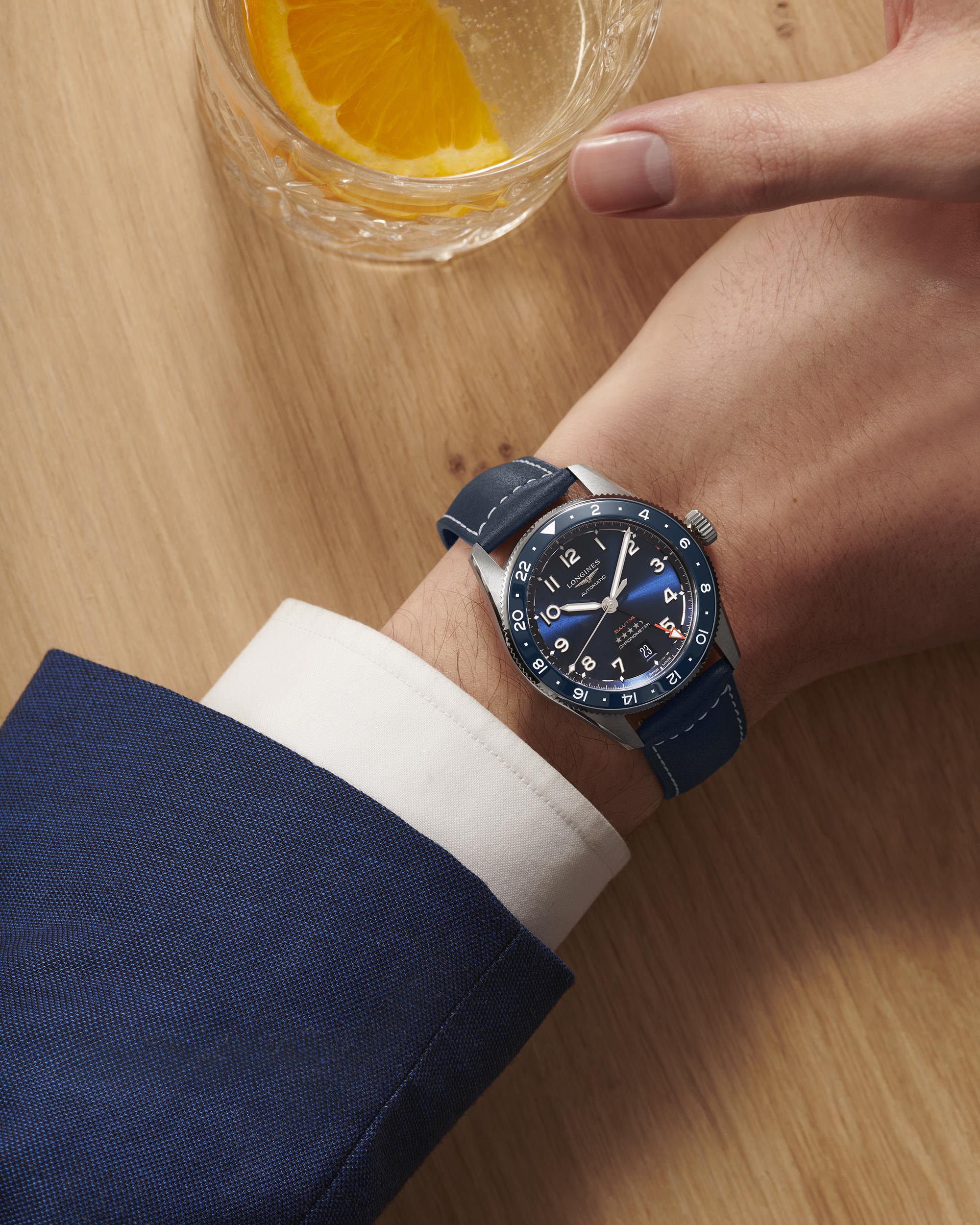 Longines Spirit Zulu Time Sunray Blue Time Watch