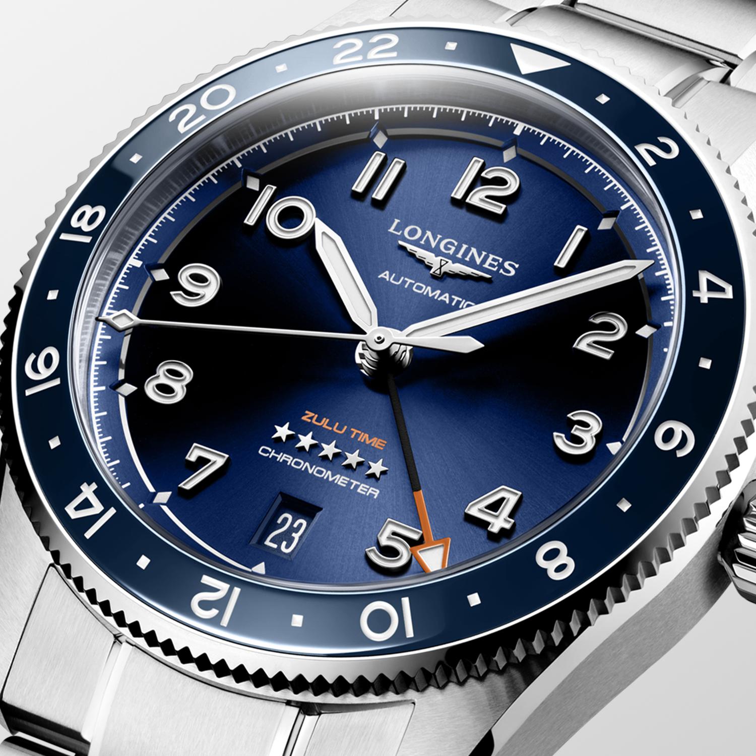 Longines Spirit Zulu Time Sunray Blue Dial Men's Watch