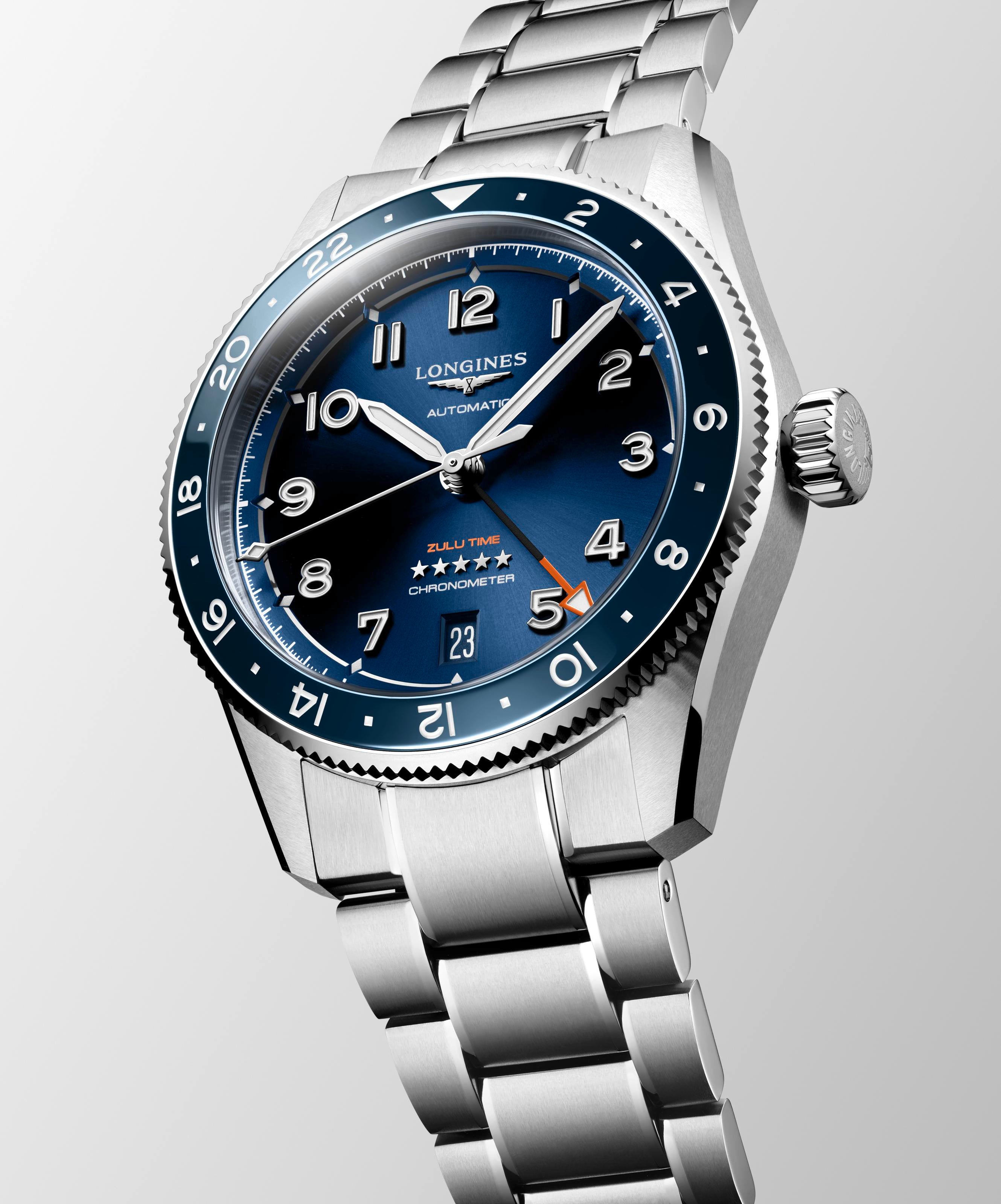 Longines Spirit Zulu Time Sunray Blue Dial Men's Watch