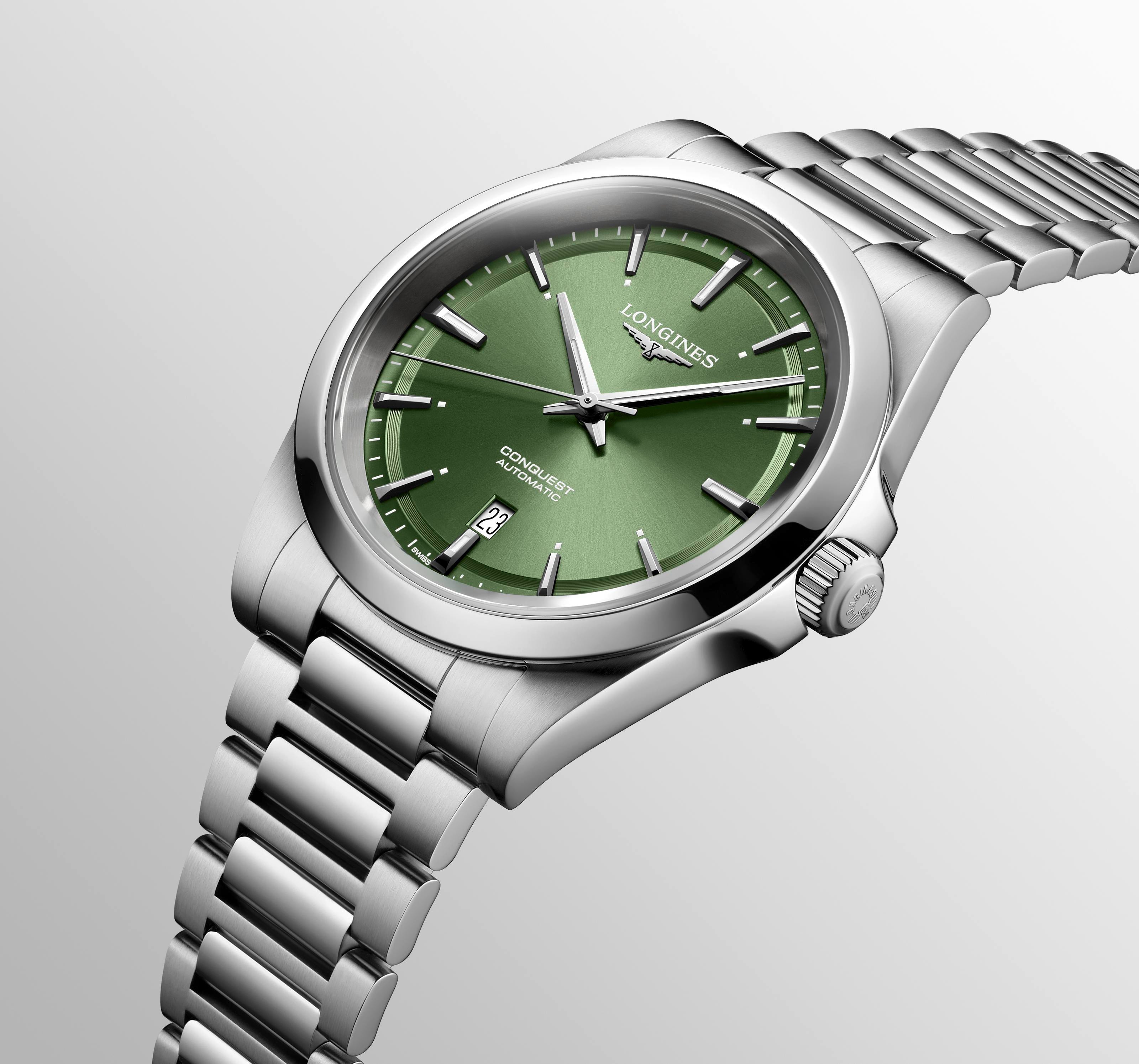 Longines Conquest Sunray Green Dial Watch