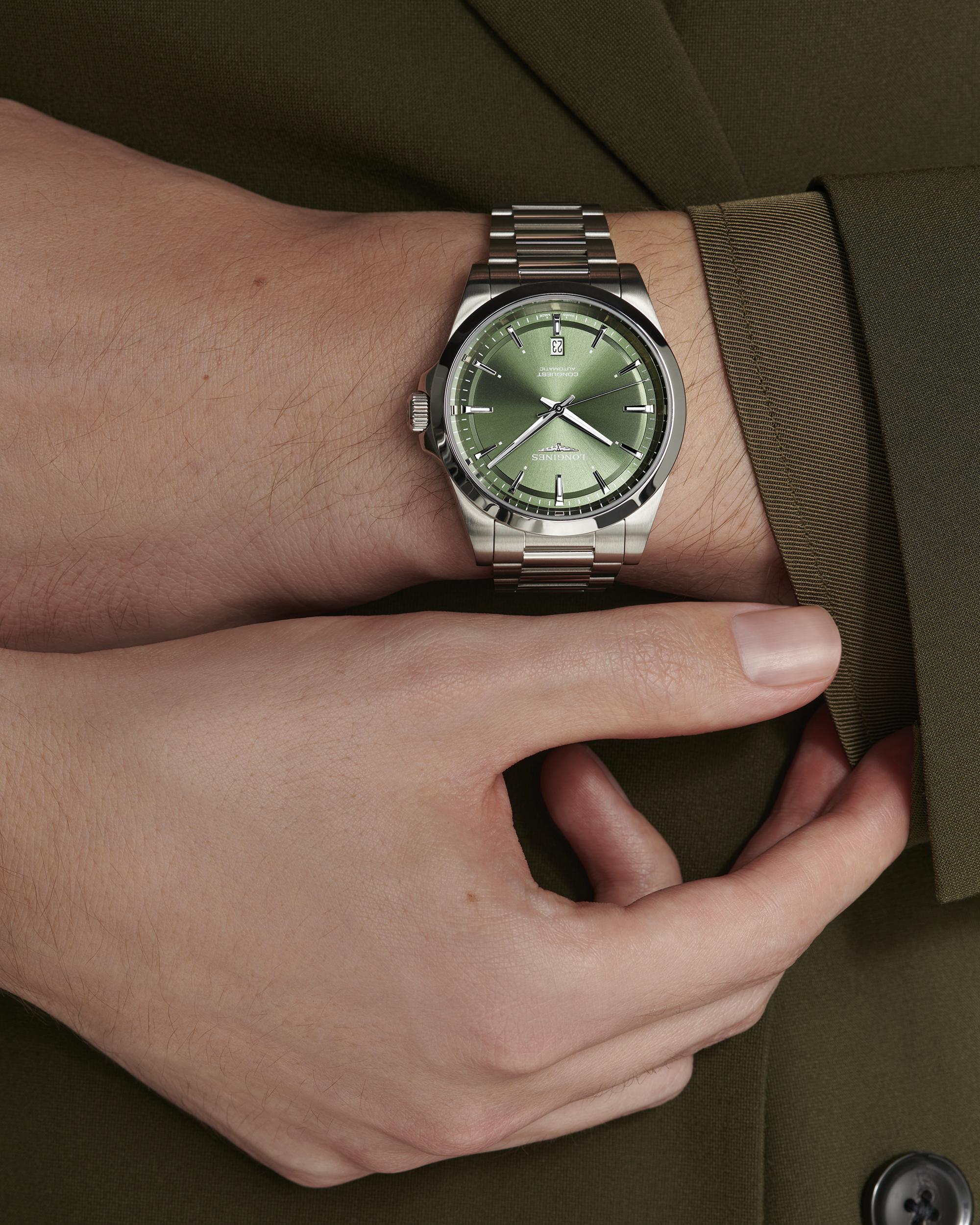 Longines Conquest Sunray Green Dial Watch
