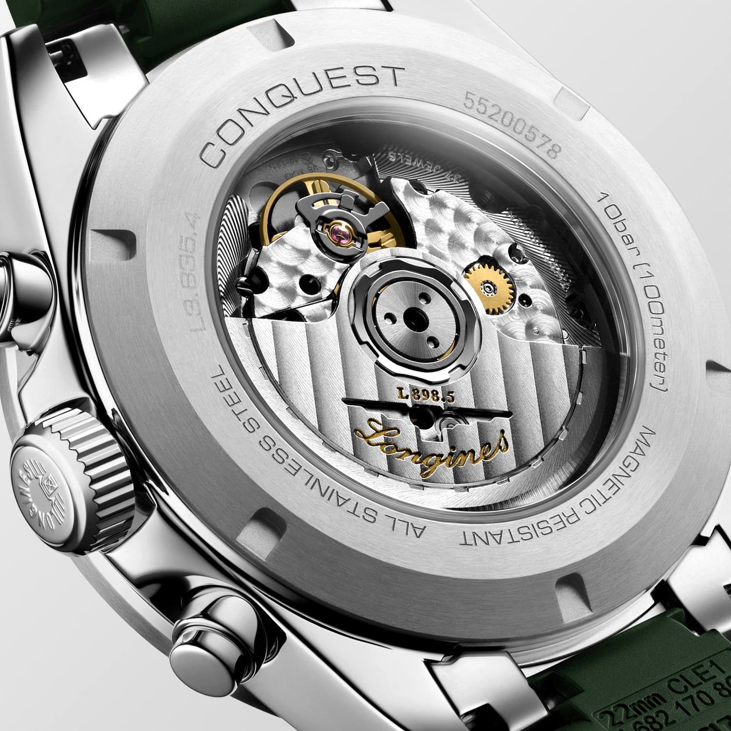 Longines Conquest Chronograph Silver Matt with Green Counters Dial Men's Watch