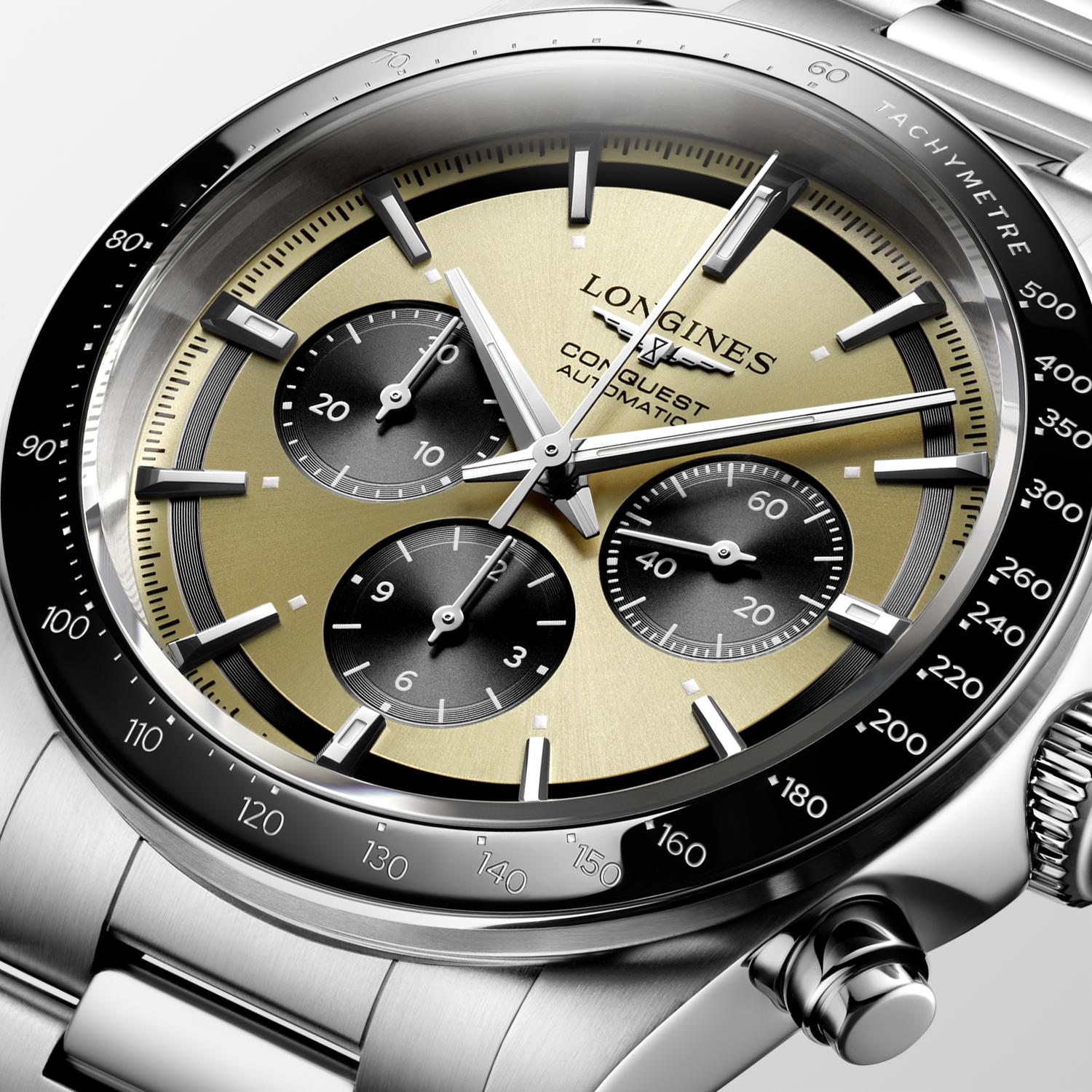 Longines Conquest Chronograph Sunray Gilt Dial Men's Watch