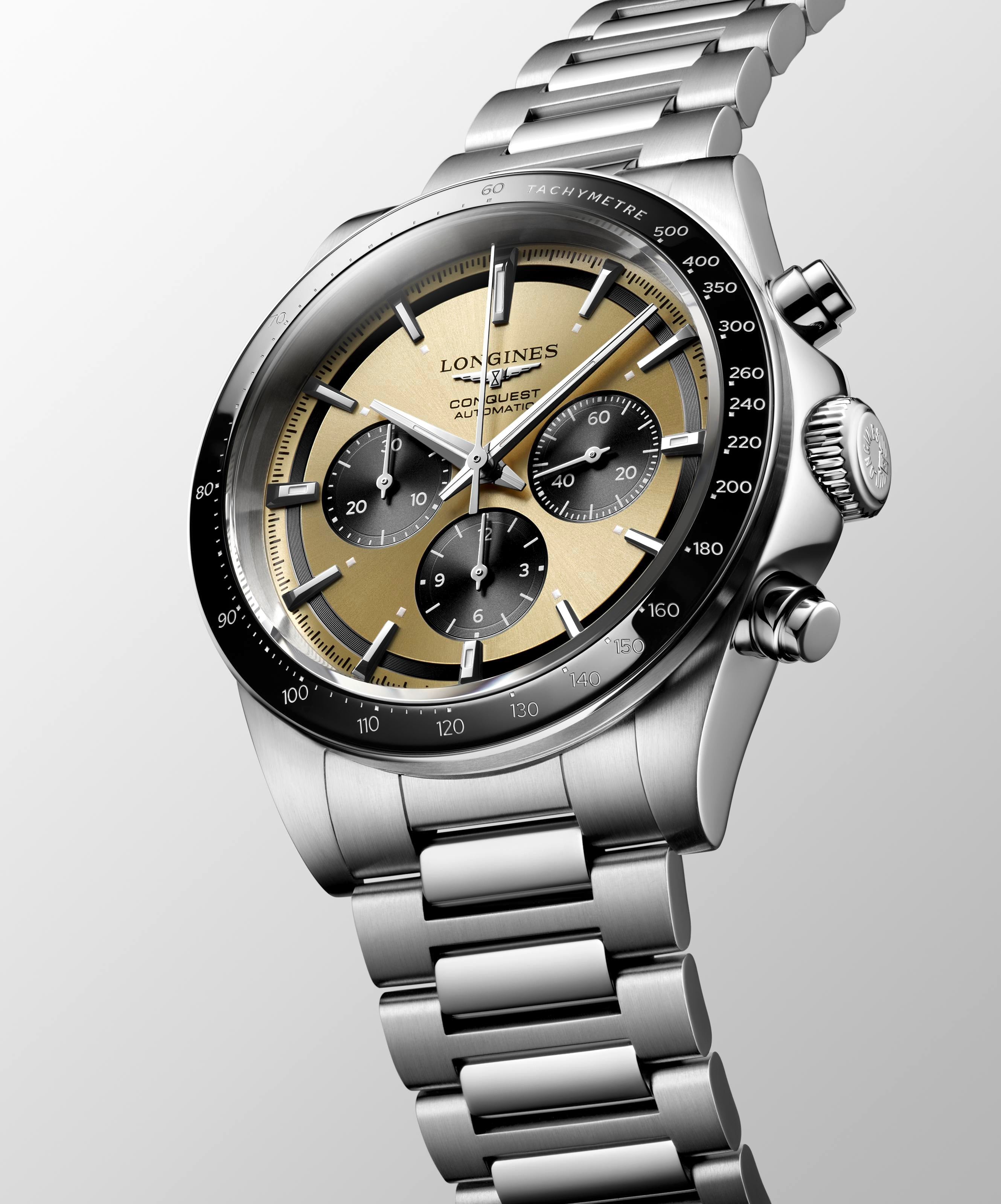 Longines Conquest Chronograph Sunray Gilt Dial Men's Watch