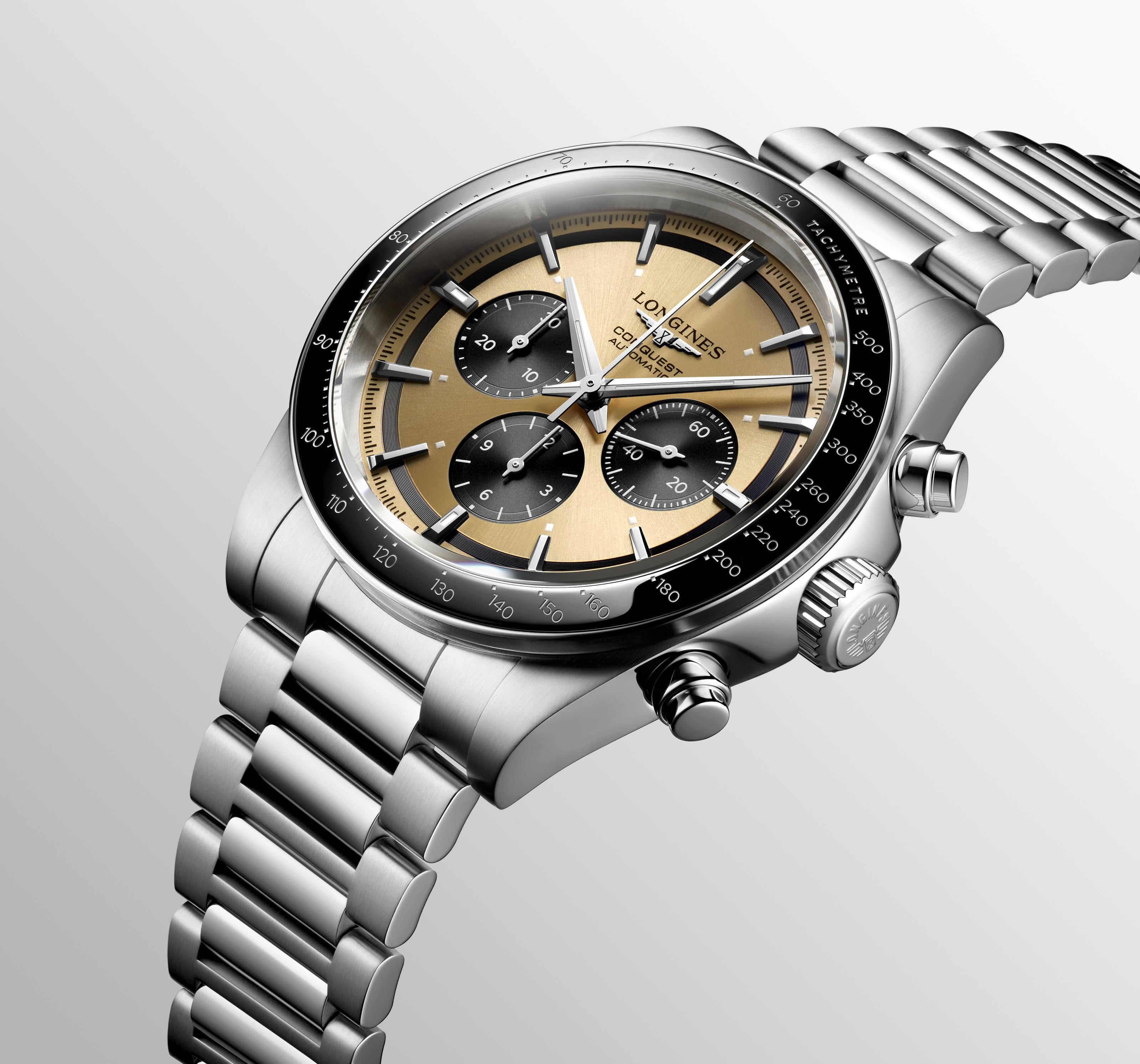 Longines Conquest Chronograph Sunray Gilt Dial Men's Watch
