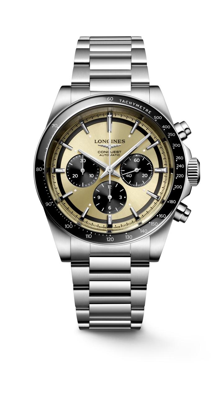 Longines Conquest Chronograph Sunray Gilt Dial Men's Watch