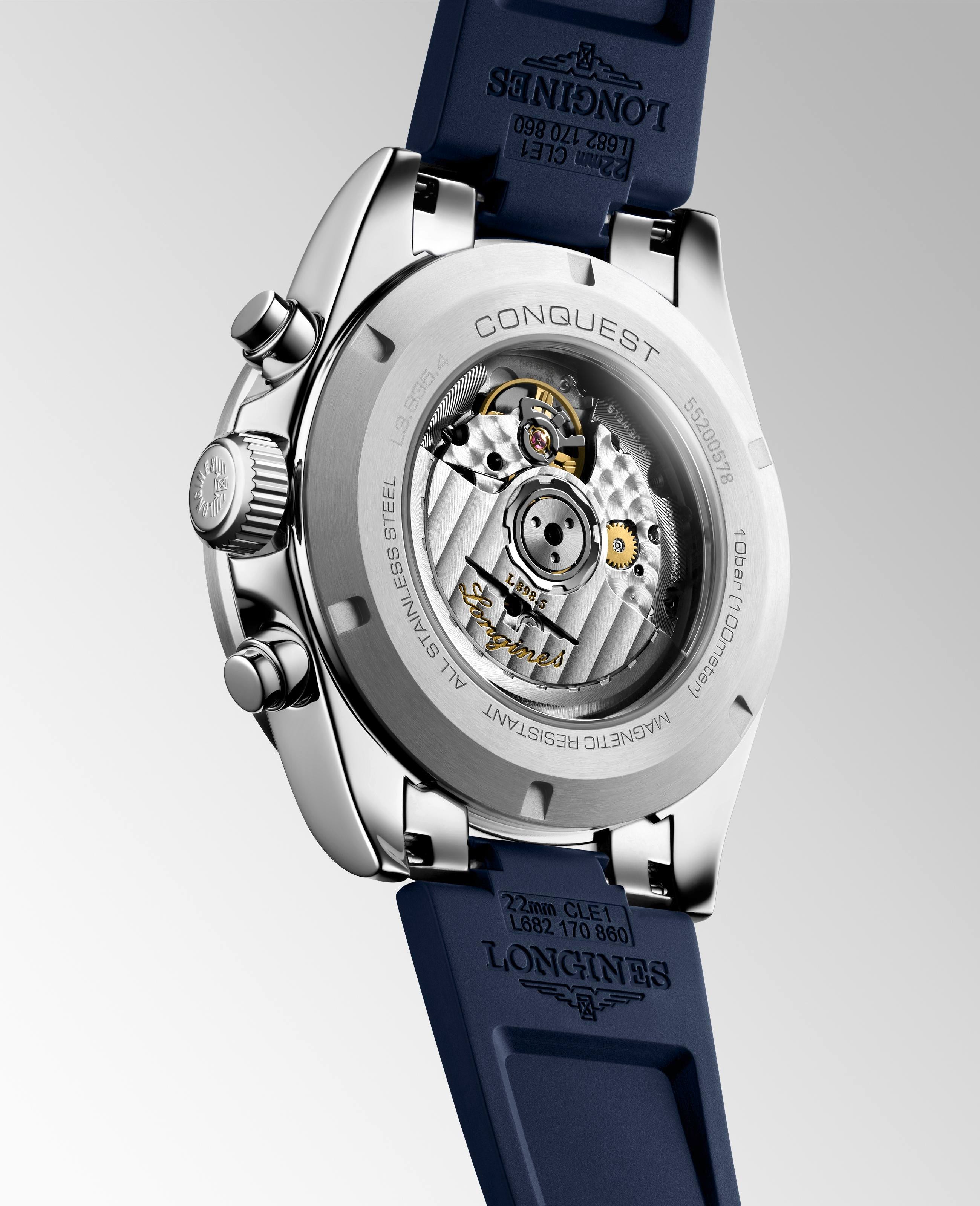Longines Conquest Chronograph Silver Matt with Blue Counters Dial Men's Watch