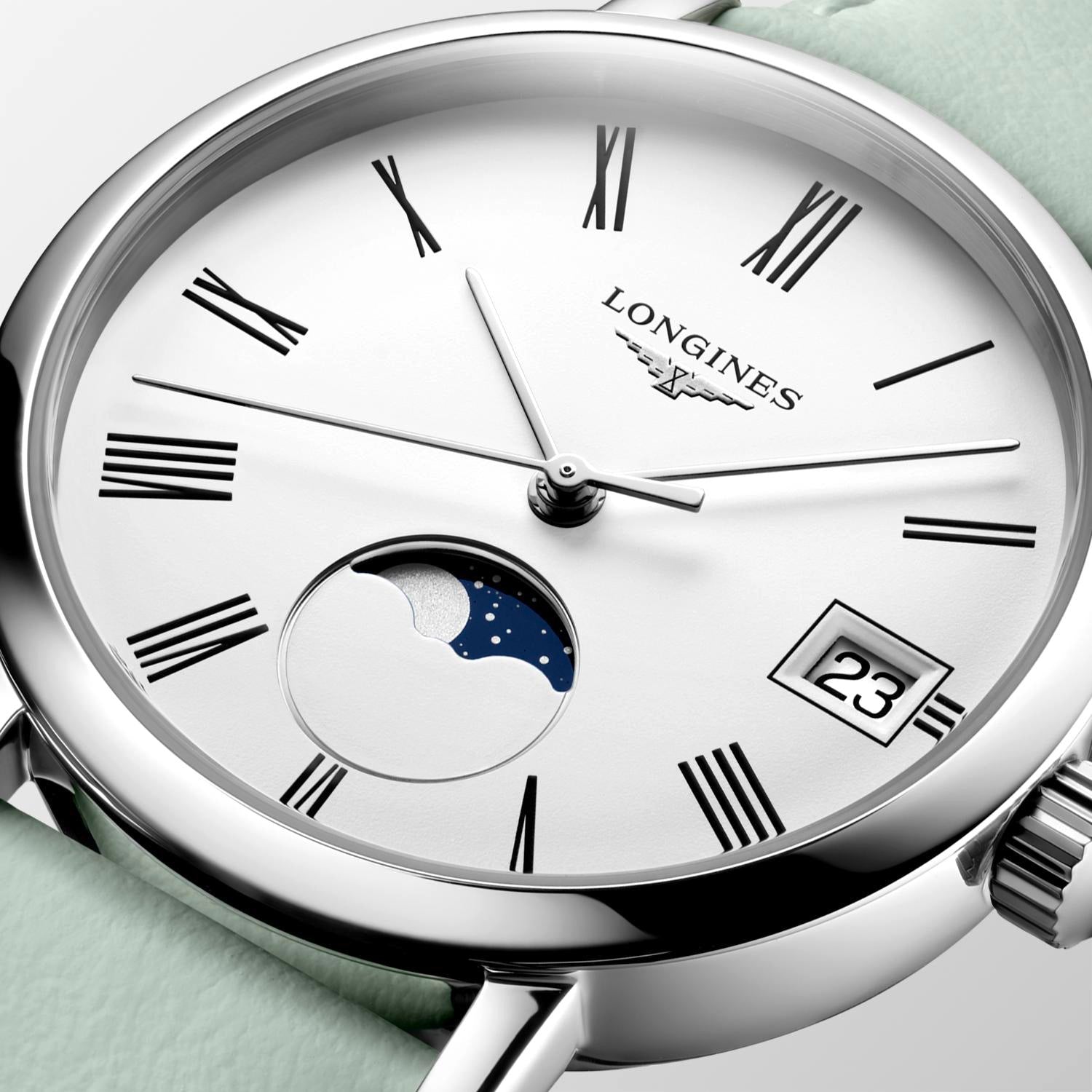 Longines Elegant Collection MoonPhase White Matt Dial Ladies Watch