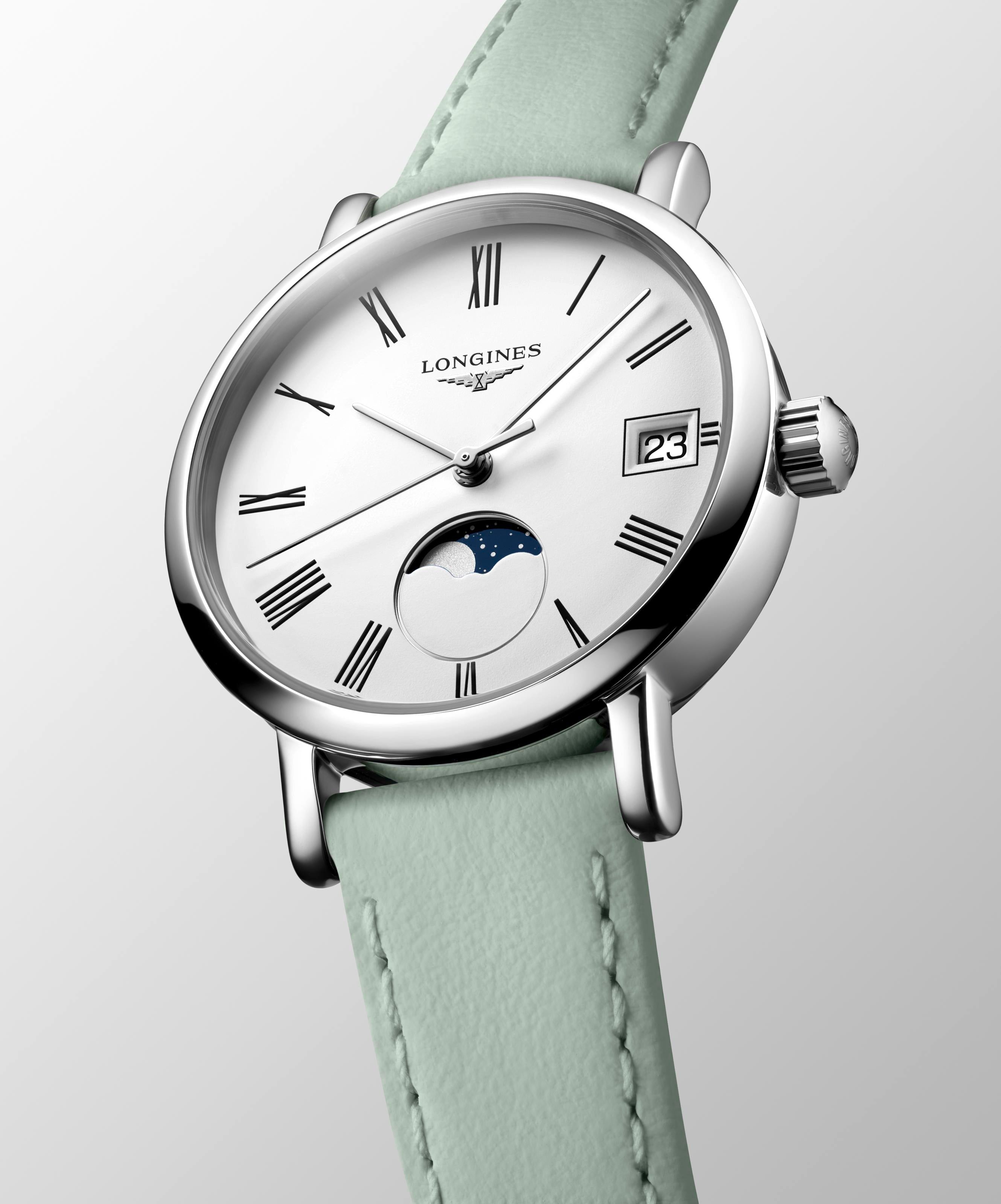 Longines Elegant Collection MoonPhase White Matt Dial Ladies Watch
