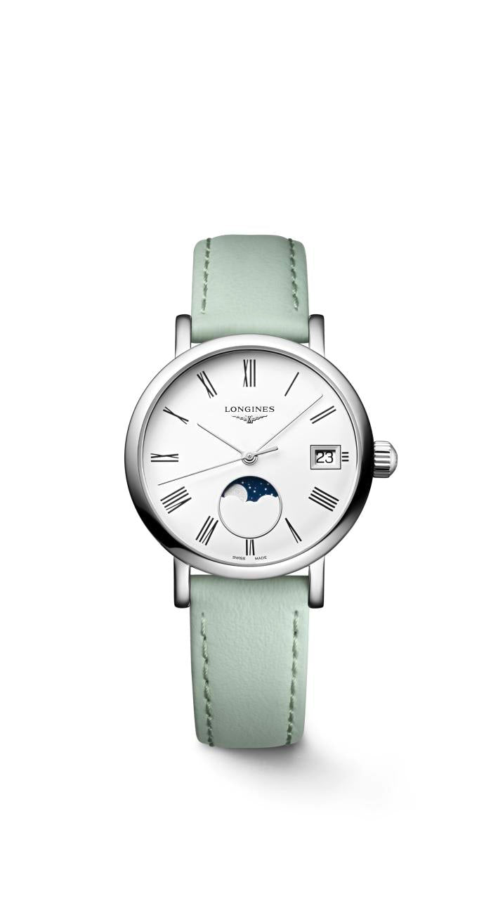 Longines Elegant Collection MoonPhase White Matt Dial Ladies Watch