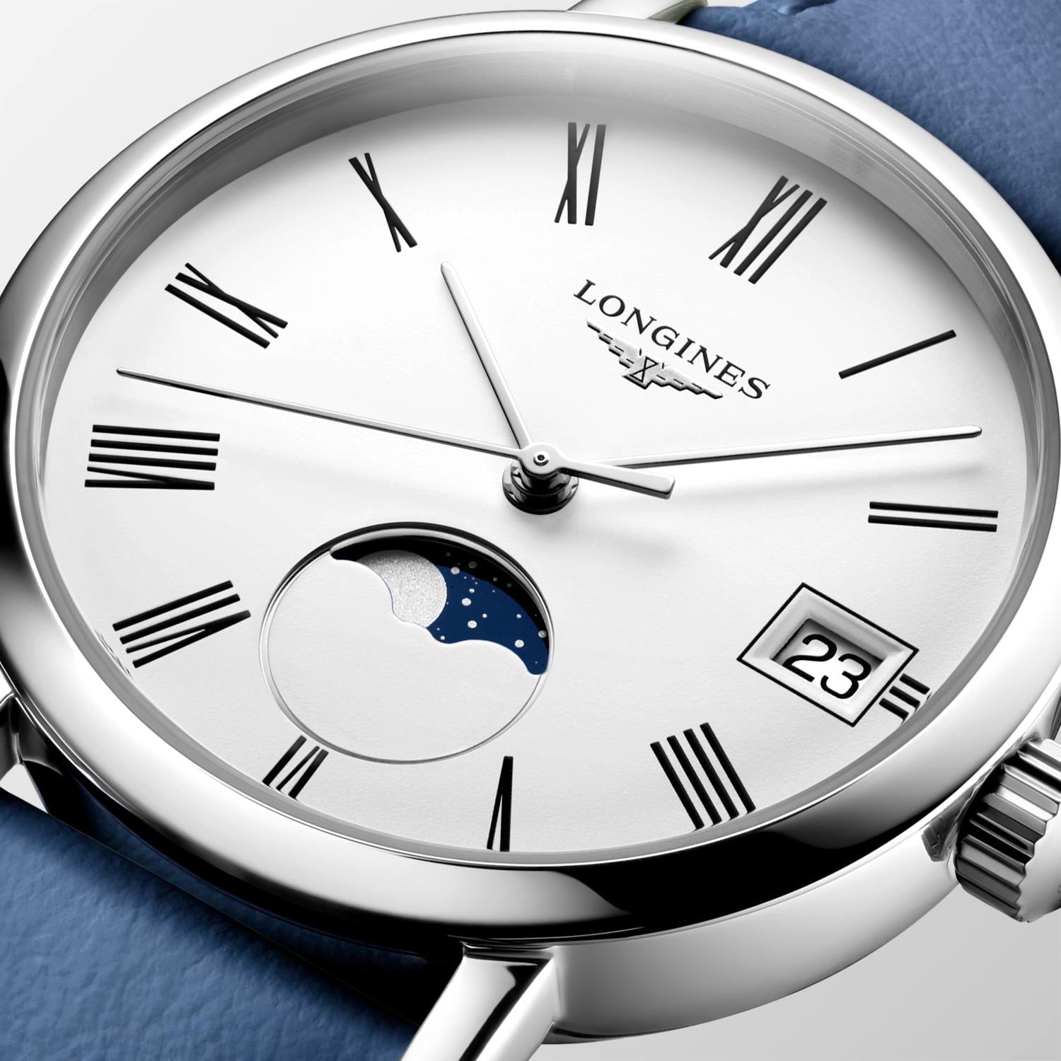 Longines Elegant Collection MoonPhase White Matt Dial Ladies Watch