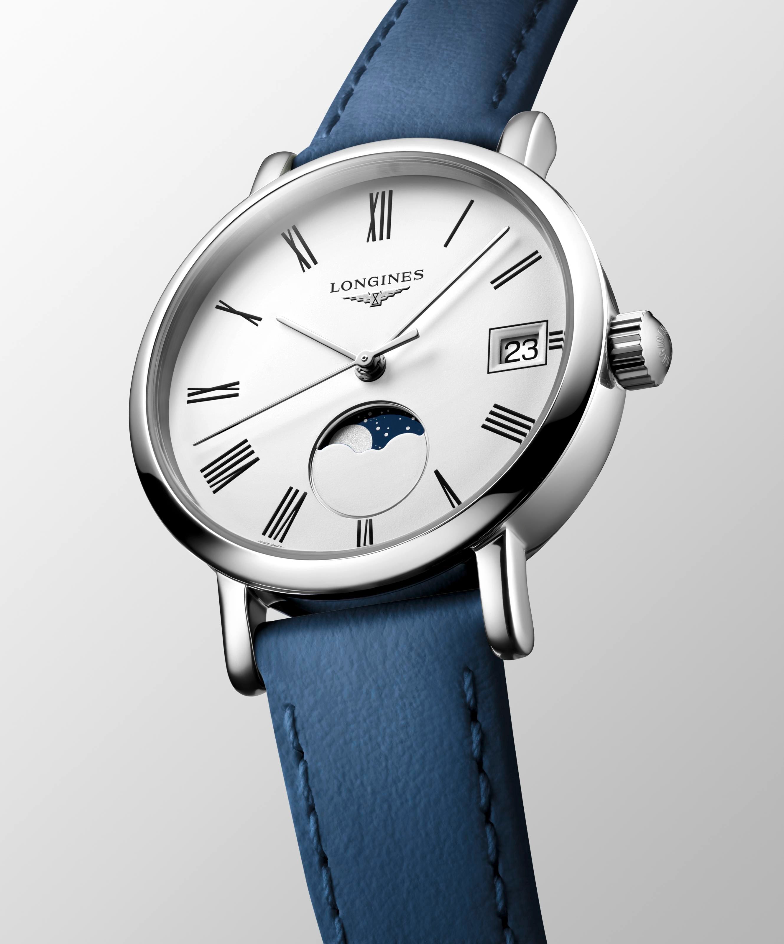 Longines Elegant Collection MoonPhase White Matt Dial Ladies Watch