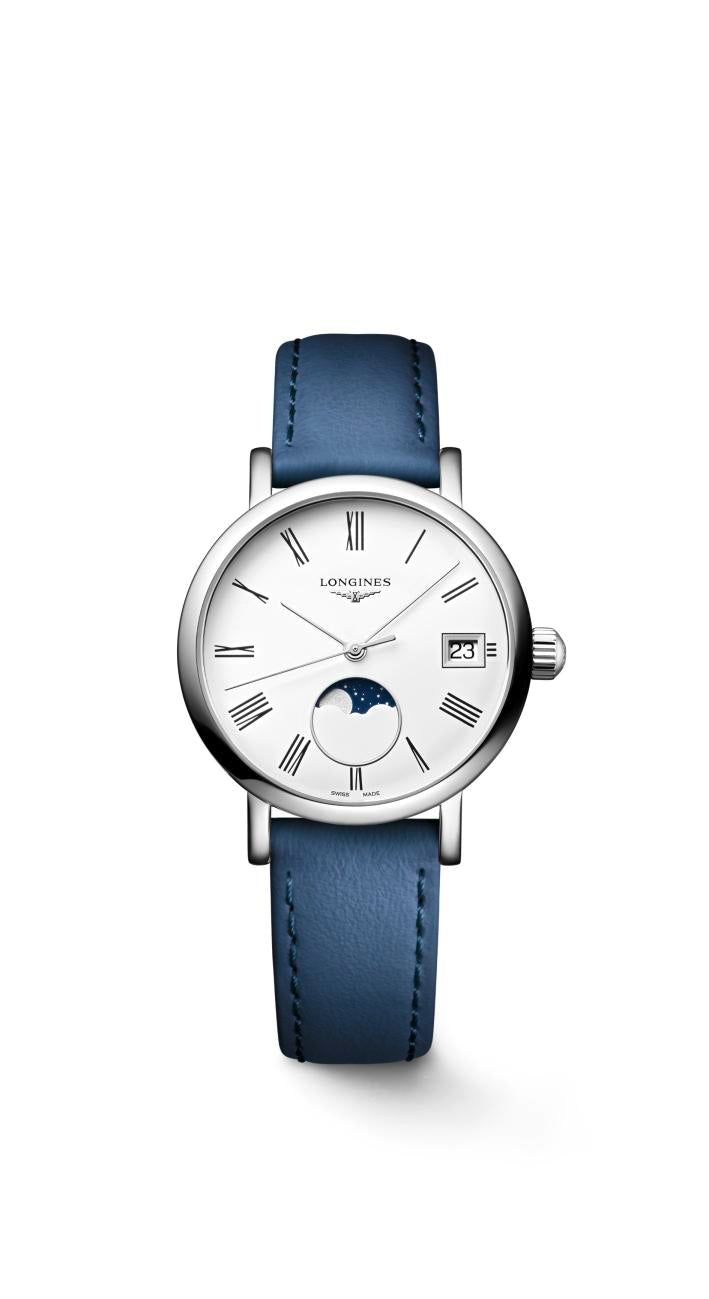 Longines Elegant Collection MoonPhase White Matt Dial Ladies Watch