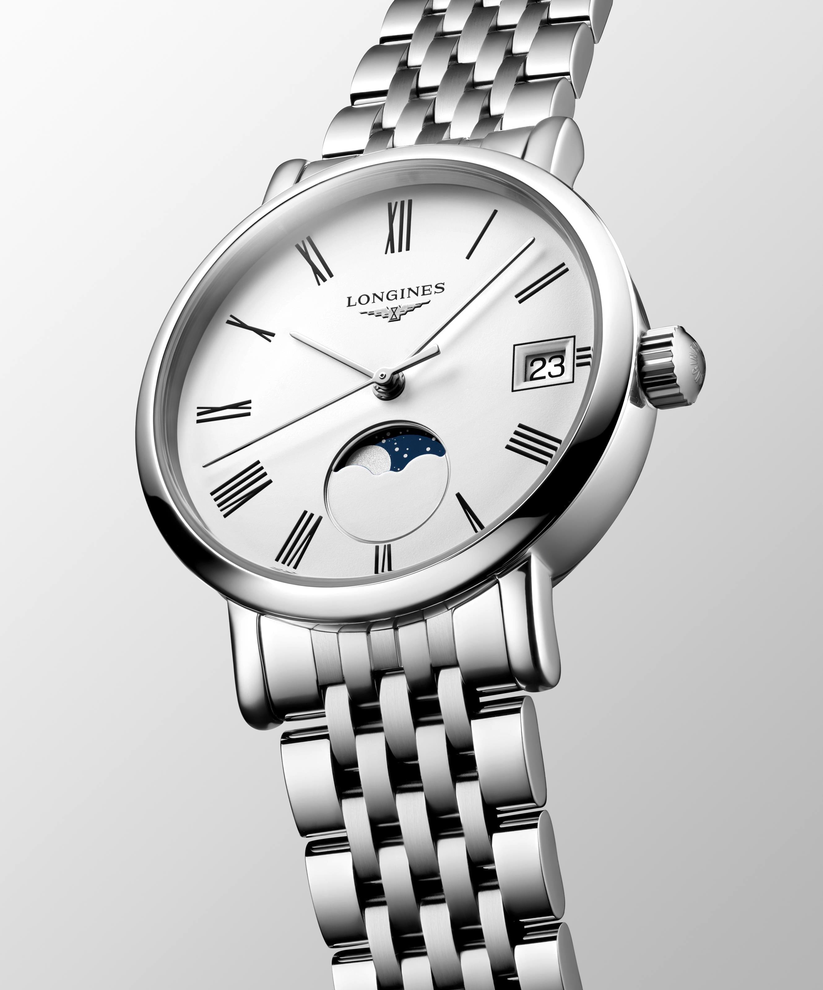Longines Elegant Collection MoonPhase White Matt Dial Ladies Watch