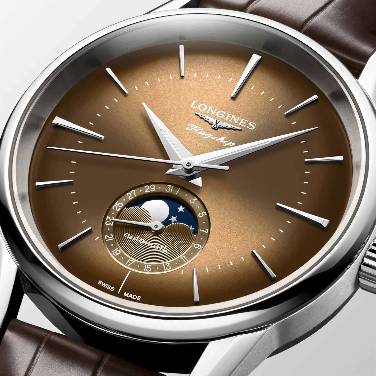 Longines FlagShip Heritage MoonPhase Sunray Beige Dial Men's Watch