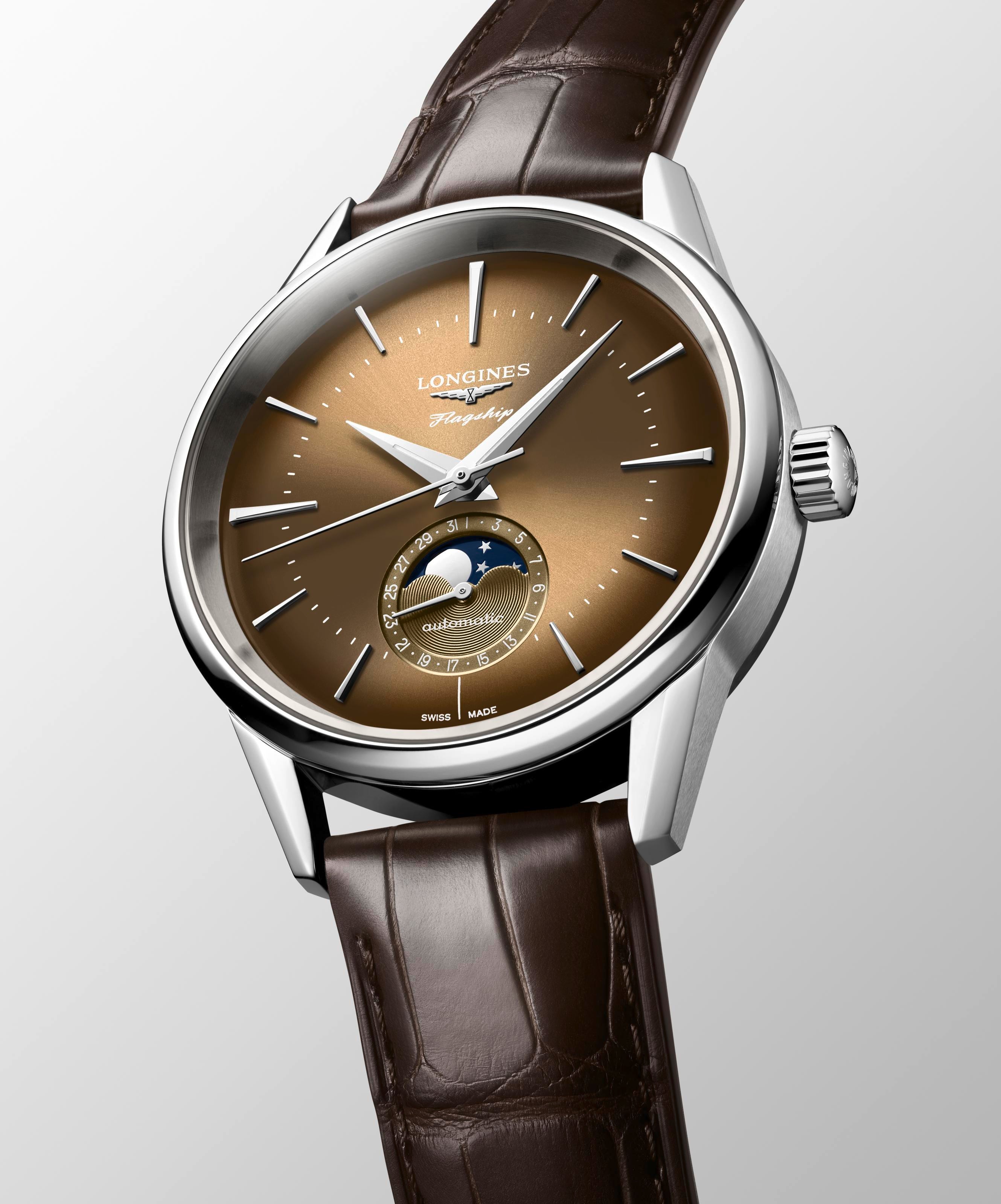Longines FlagShip Heritage MoonPhase Sunray Beige Dial Men's Watch