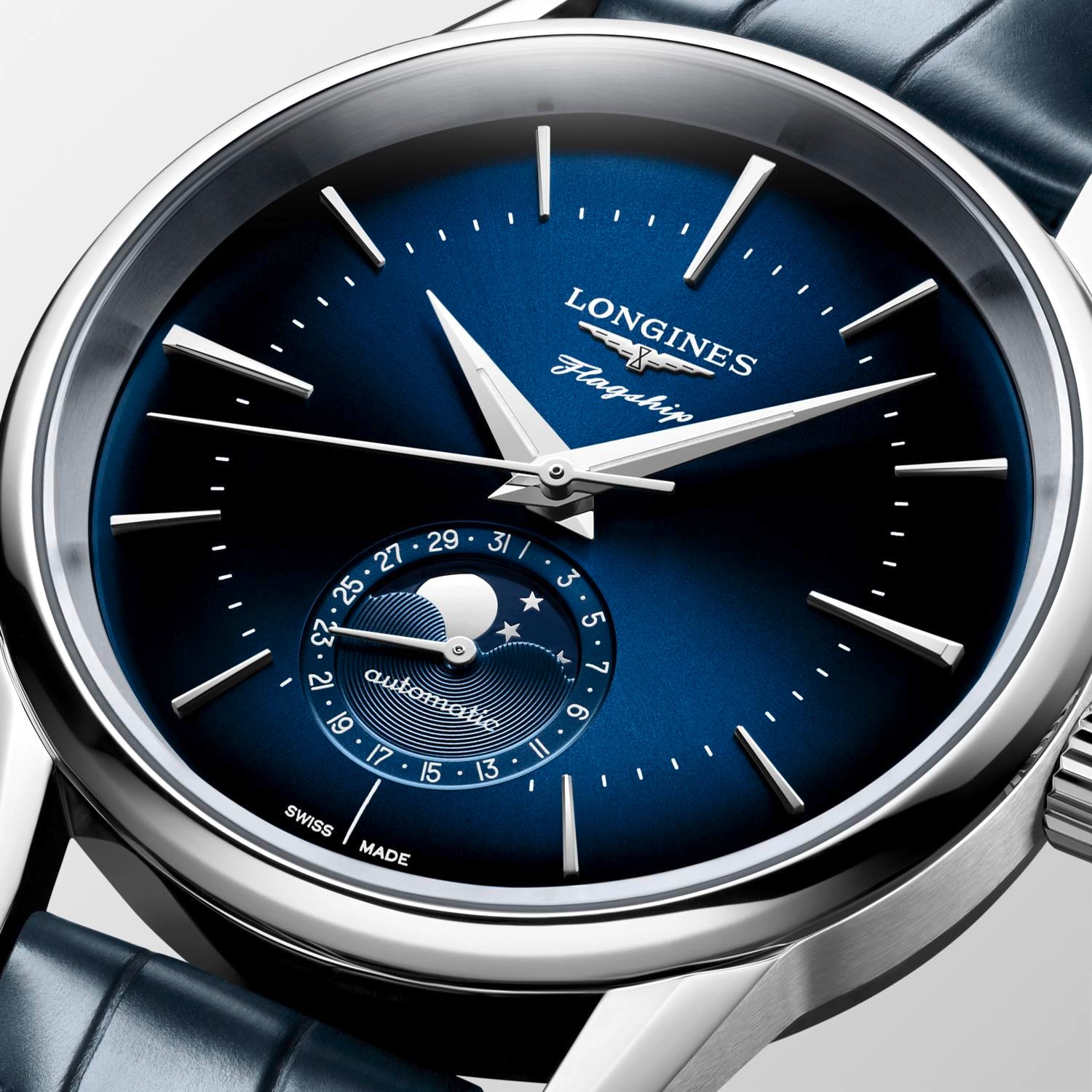 Longines Flagship Heritage MoonPhase Sunray Blue Dial Watch