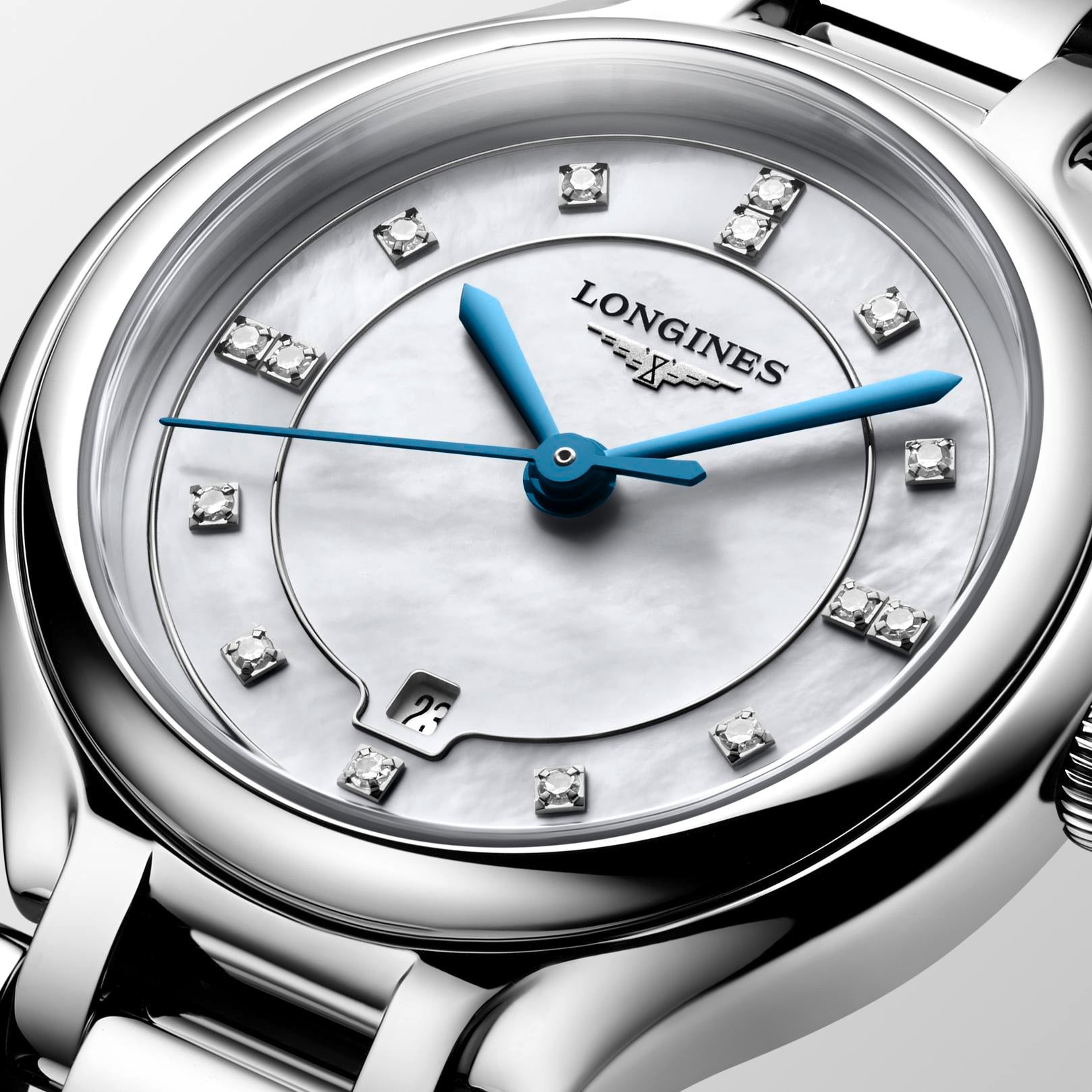 Longinas PrimaLuna White Mother-of-Pearl Dial Ladies Watch