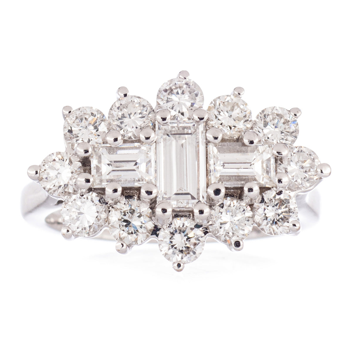 18ct White Gold Mixed Cut Diamond Ring