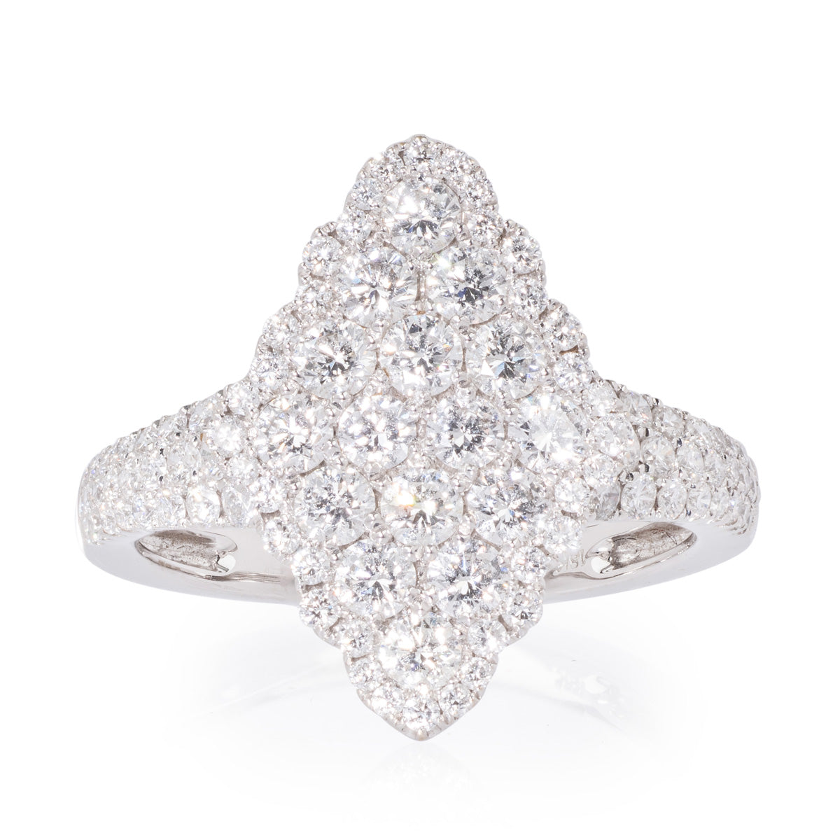 Marquise Shaped Diamond Cluster White Gold Ring