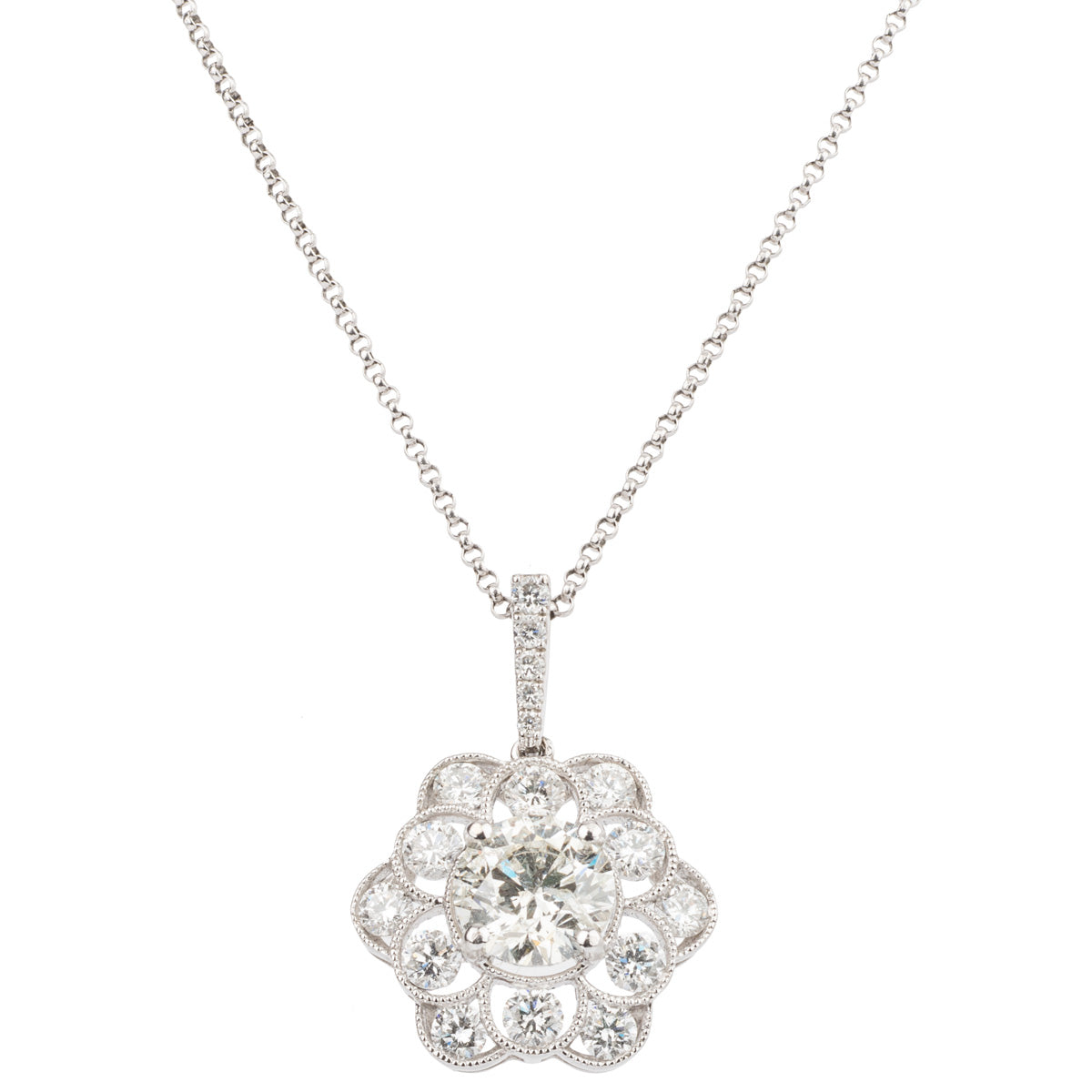 18ct Diamond Flower Cluster Pendant