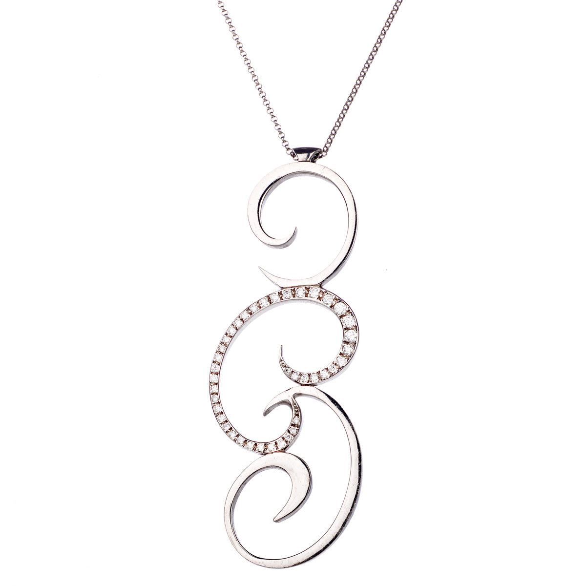 18ct Diamond Swirl Pendant