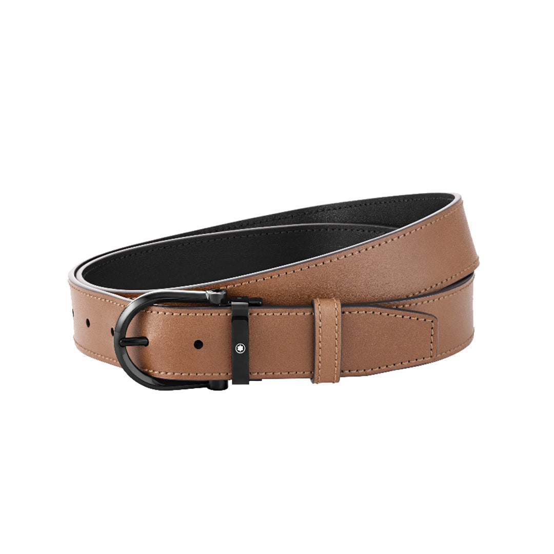Montblanc Horseshoe Buckle Black/tan 35 mm Reversible Leather Belt