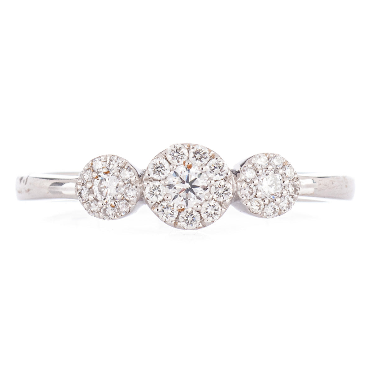 18ct White Gold 3 Stone diamond Cluster Ring