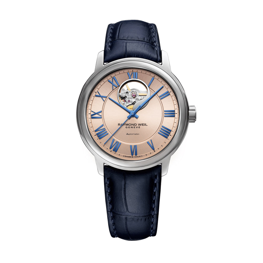 Raymond Weil Maestro Automatic Visible Balance Wheel Leather Mens Watch