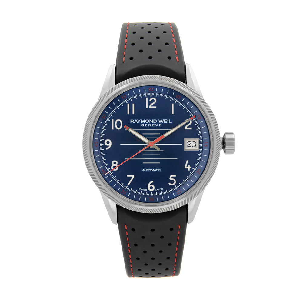 Raymond Weil Freelancer Automatic Blue Rubber Strap Mens Watch