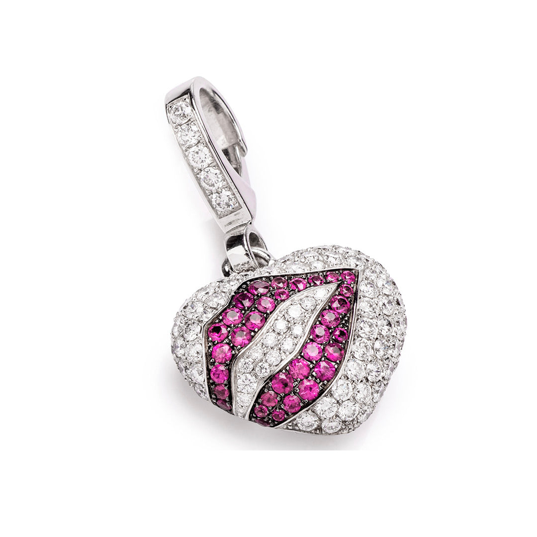 Theo Fennell Diamond Ruby Heart Lips Charm