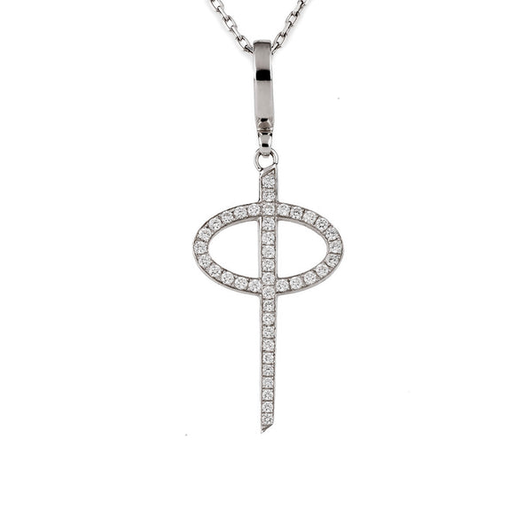 Theo Fennell 18ct White Gold Small Diamond Phi Pendant