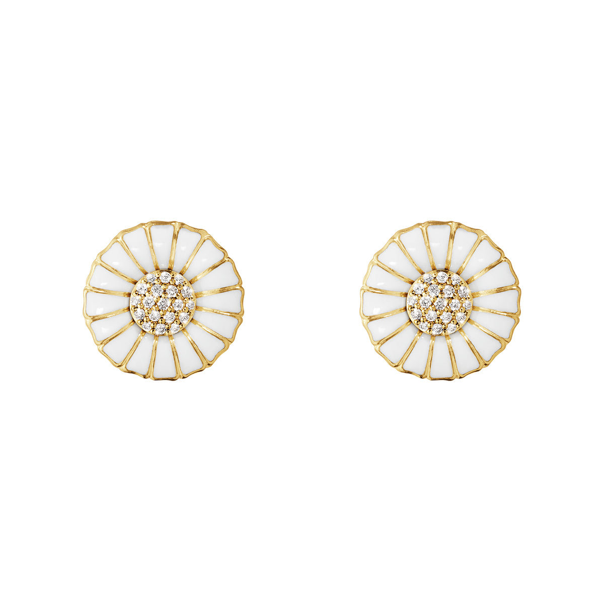 Georg Jensen Gold Diamond Daisy Earrings
