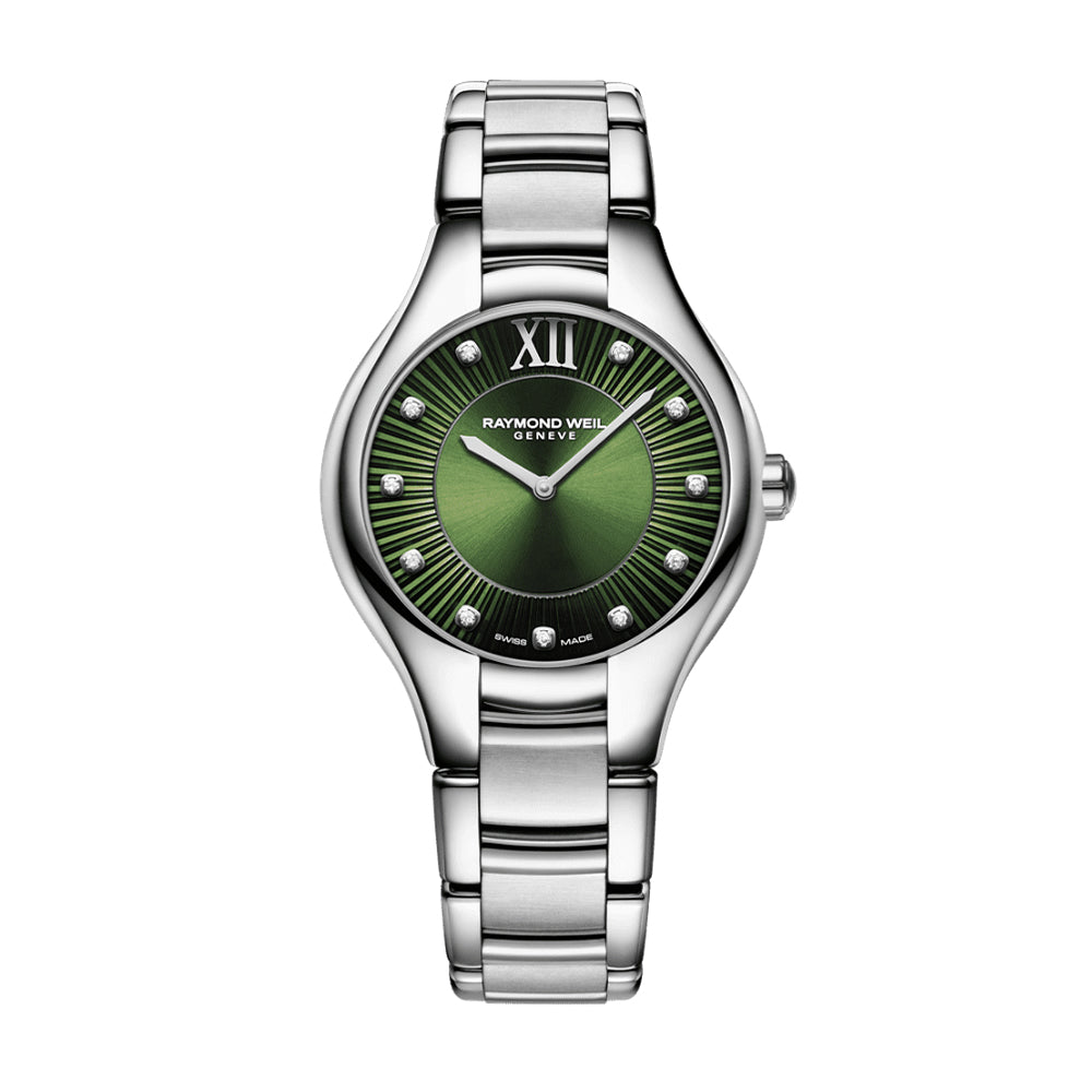 Raymond Weil Noemia Green Dial Diamonds Ladies Watch